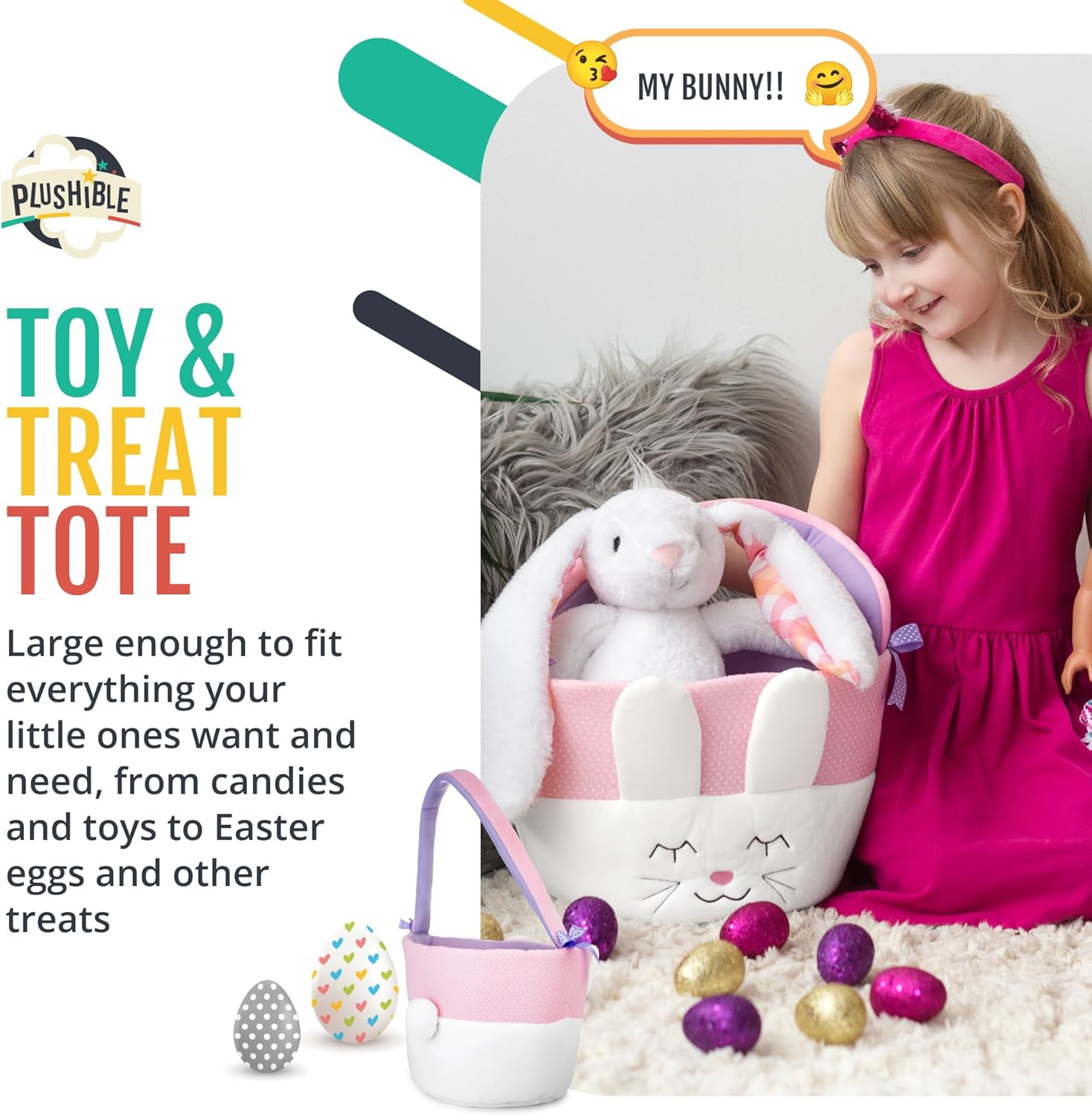 Bunn Easte Baske wit Handl Idea fo Baby' 1s Easter Toddlers Boys an Girl o Al Ages Perfec fo Gift an Treats
