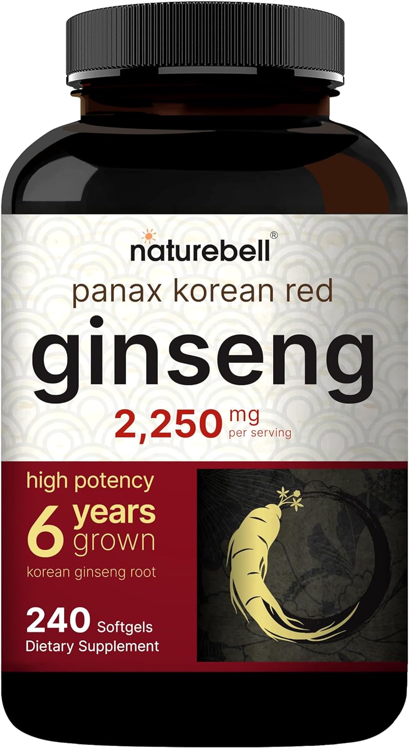 NatureBel Korea Re Ginsen 2,250m Pe Serving 24 Softgel Pana Ginsen Root Standardize t 10 Ginsenosides Non-GMO Suppor Energy Mal Performance Immun System