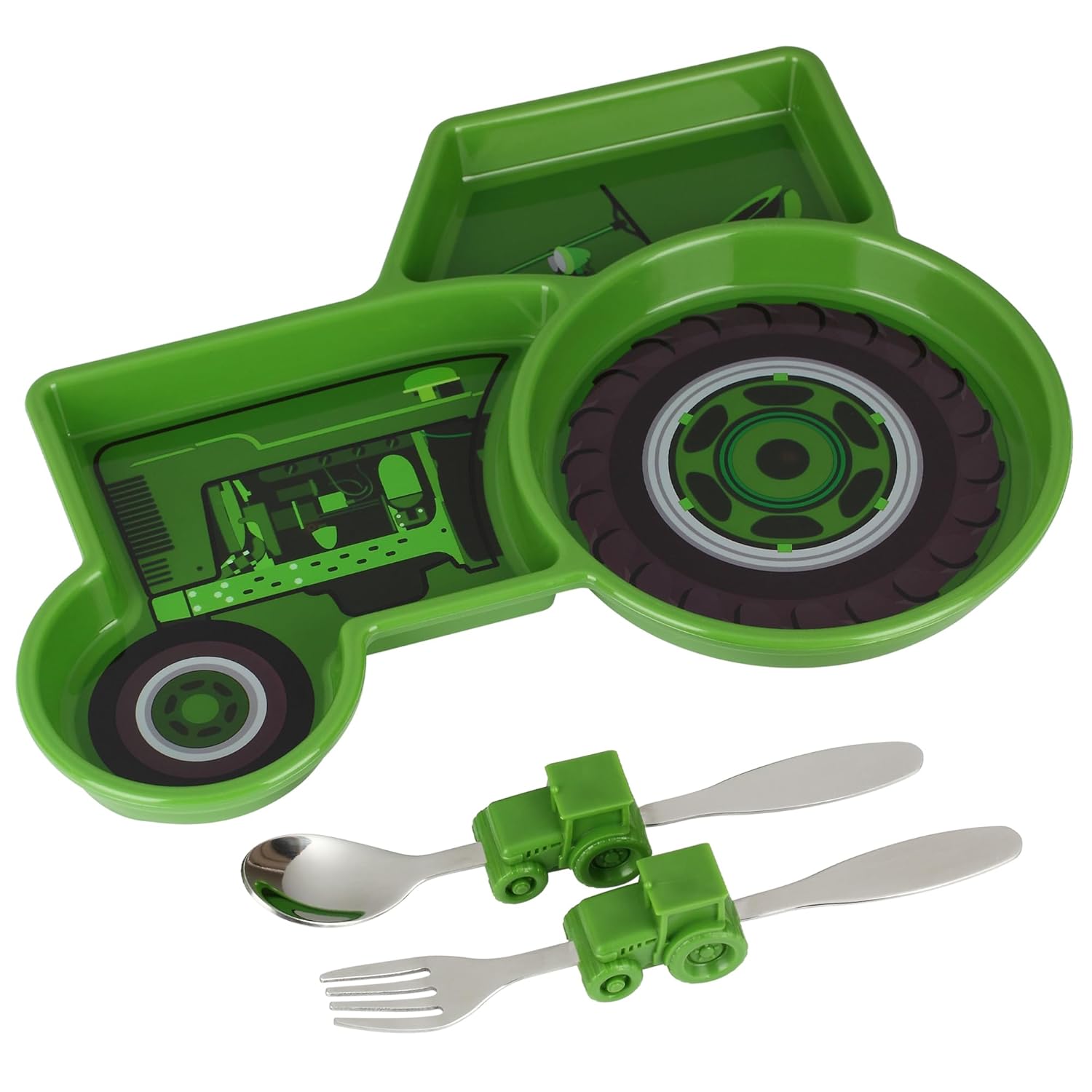 Kid Divide Plat wit Utensil Children' Mea Se wit Plate For an Spoo Tractor