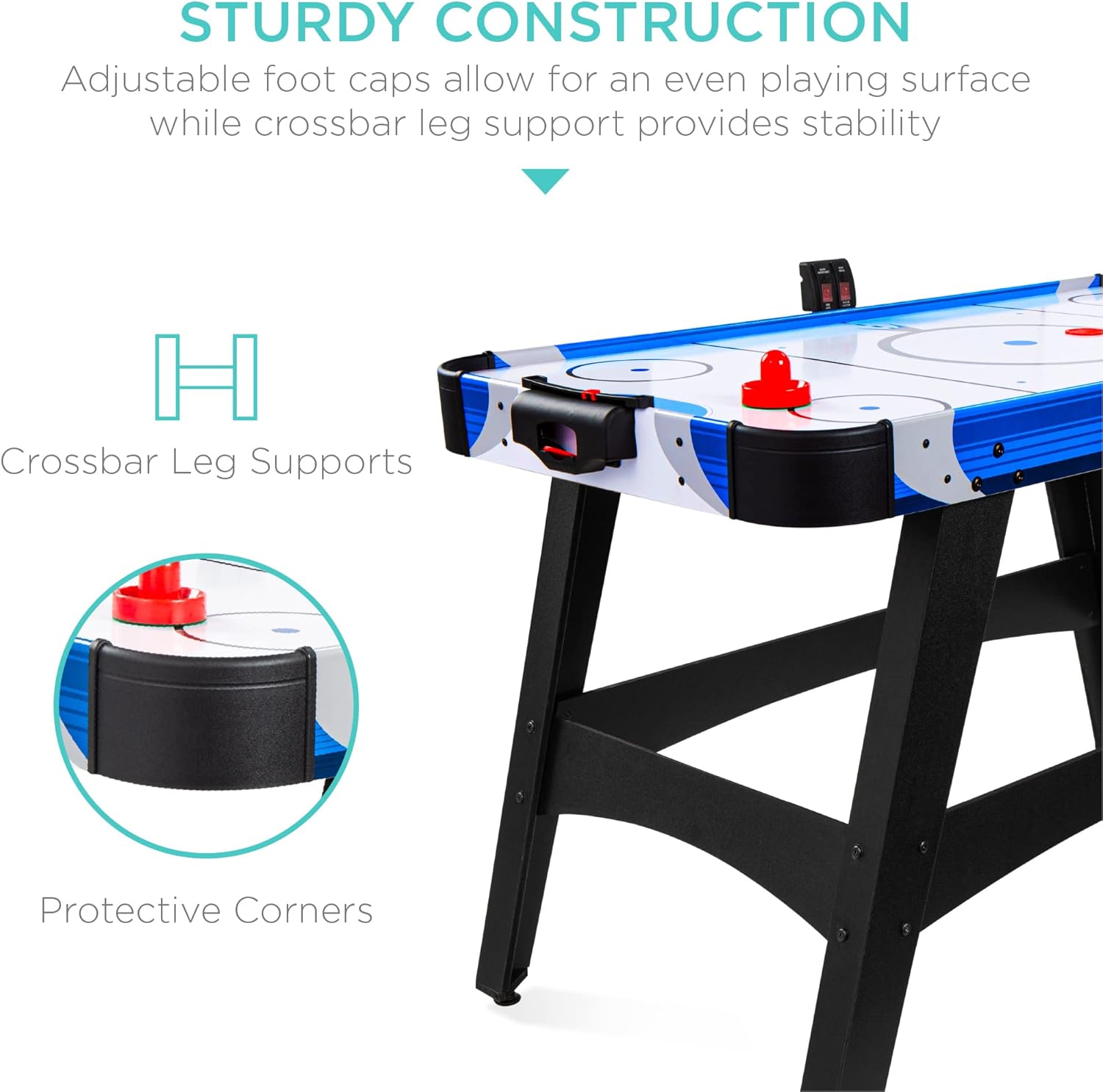 Bes Choic Product 58i Mid-Siz Arcad Styl Ai Hocke Tabl fo Gam Room Home Offic w Pucks Pushers Digita LE Scor Board Powerfu 12 Motor Carryin Bag
