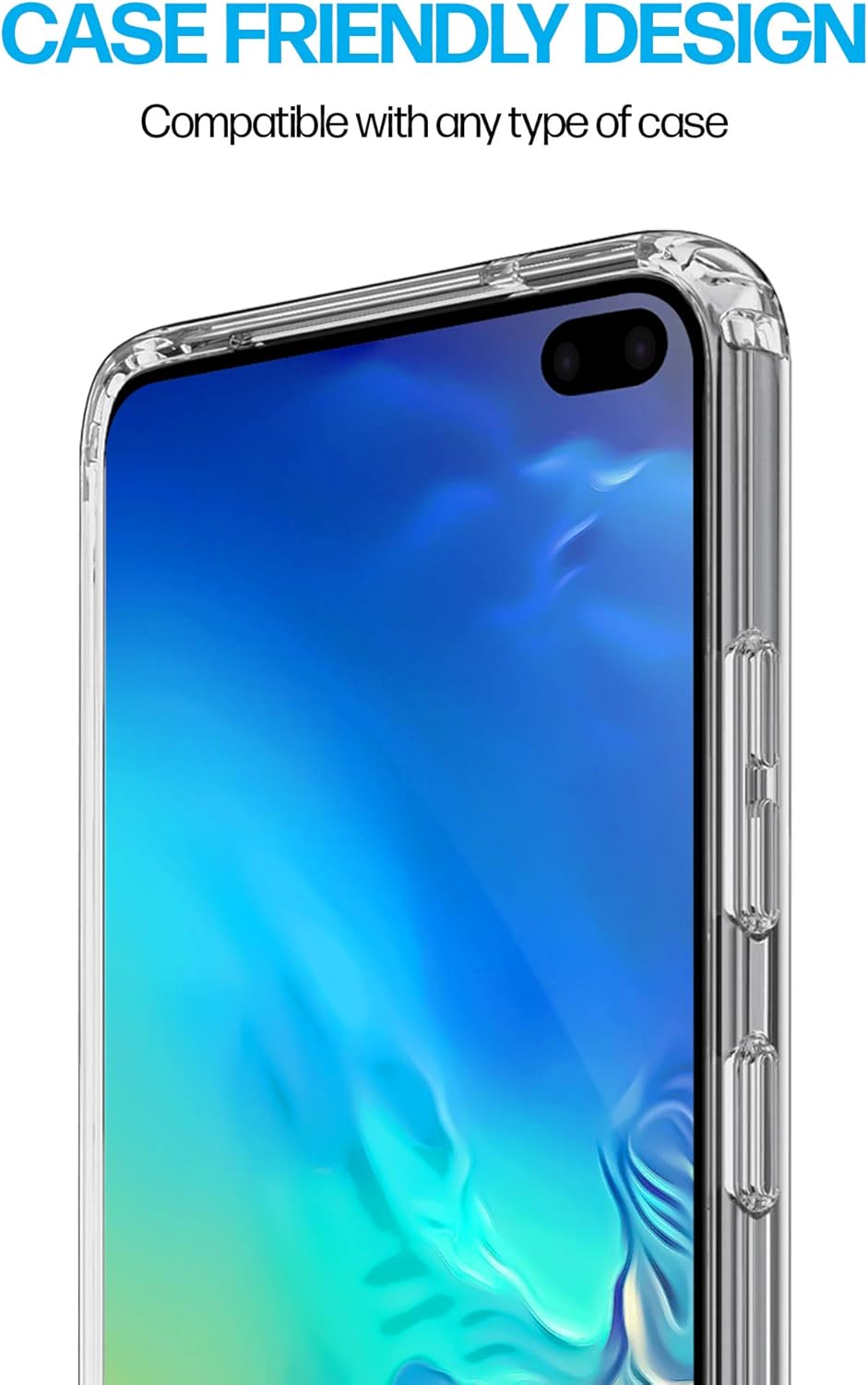 Power Theory Designed for Samsung Galaxy S10 PLUS Screen Protector [Not Glass], Easy Install Kit, Case Friendly, Full Cover, Flexible Film Anti Scratch, 2 Pack