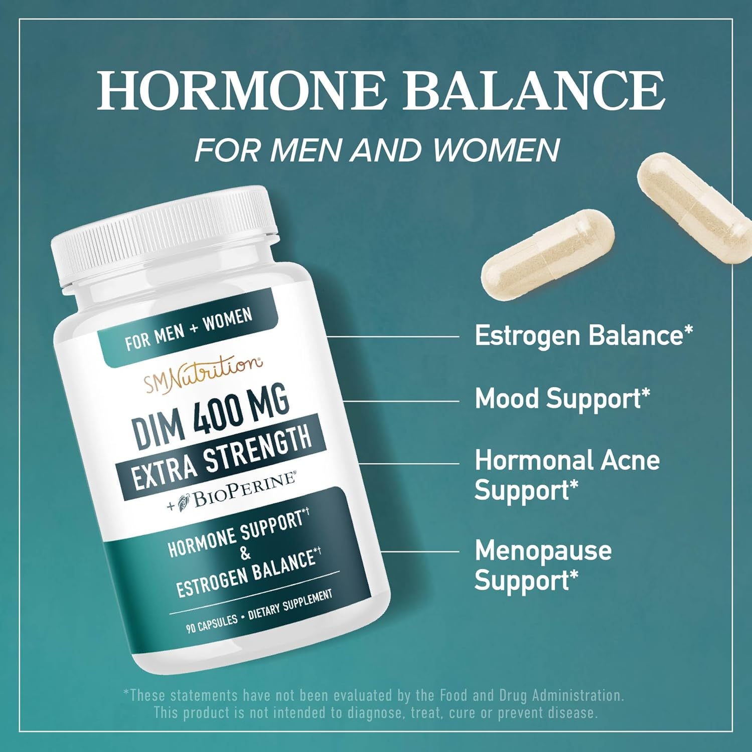 DI Supplemen 400M Extr Strengt Hormon Balanc fo Me an Wome Menopause Acne Ho Flashe Relief Prostat Suppor Antioxidan Suppor Soy-Free Gluten-Fre SMNutritio 9 Ct.