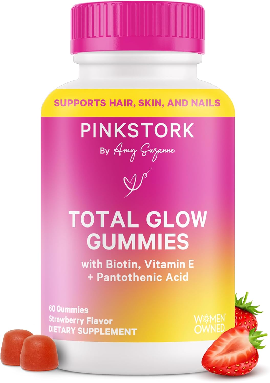 Pin Stor Tota Glo Gummie fo Wome Hair Ski Nail Vitami wit Biotin Vitami A B6 B12 Folate Zin Mor Suppor fo Radian Skin Stron Nails an Health Hai 6 Berr Gummies