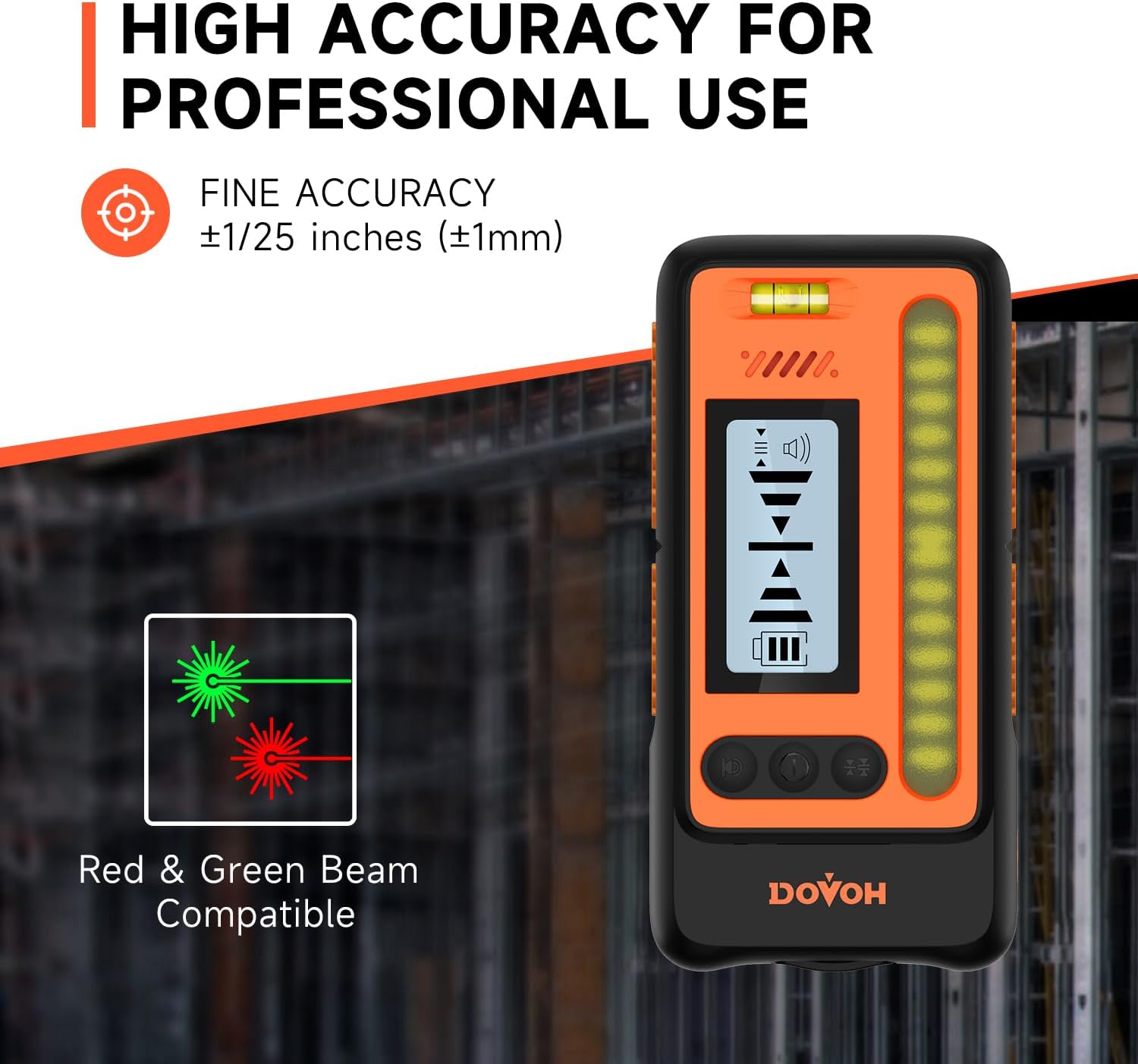 Hig Accurac Lase Leve Receive Dua LC Displa Lase Leve Detecto 197f i Sunligh Outdoors Lou Speaker IP5 Shock-resistant DR1