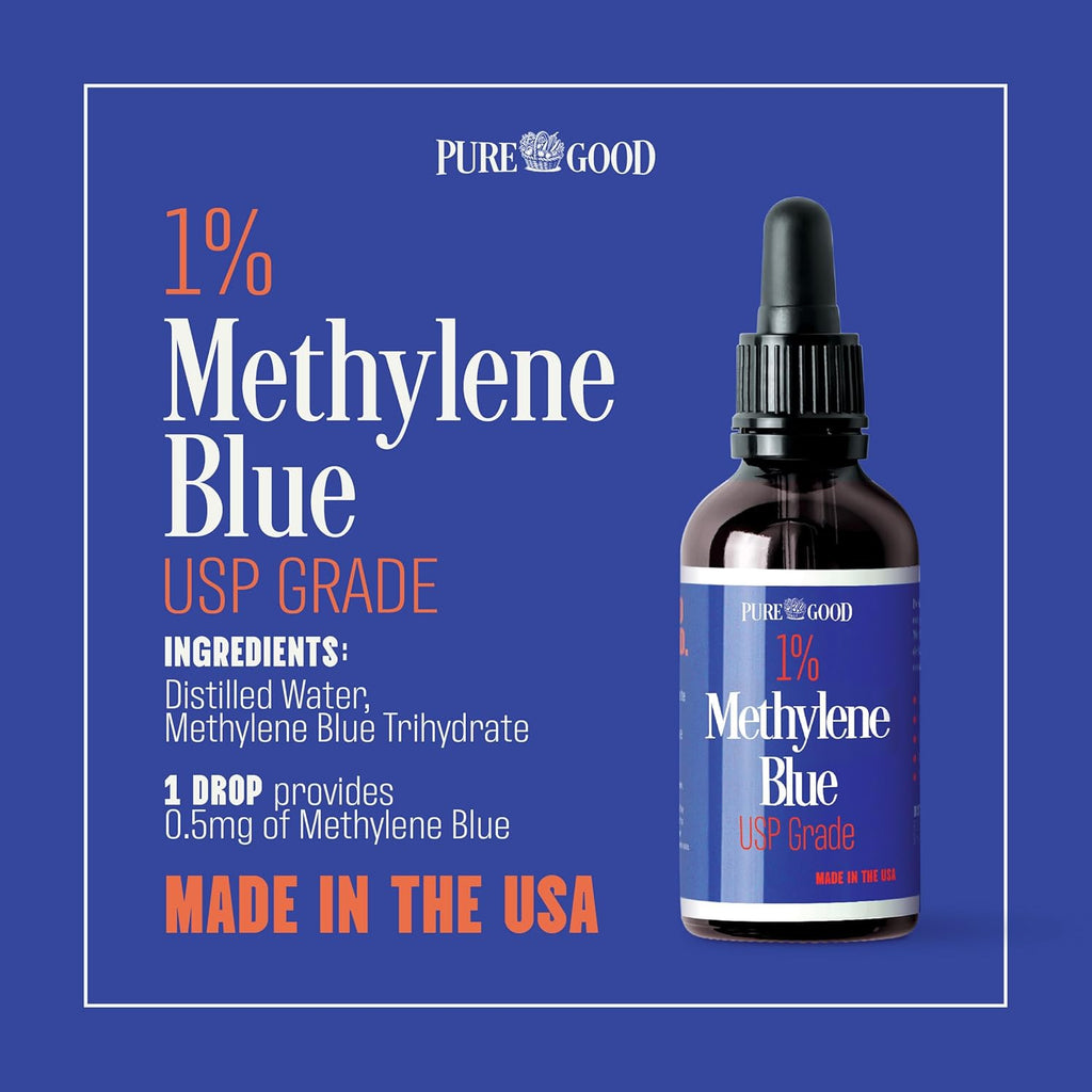 Methylen Blu 1 Solutio (1 Pack 2o US Pharmaceutica Grad Drops 99.99 Pure Third-Part Teste fo Purity Mad i USA