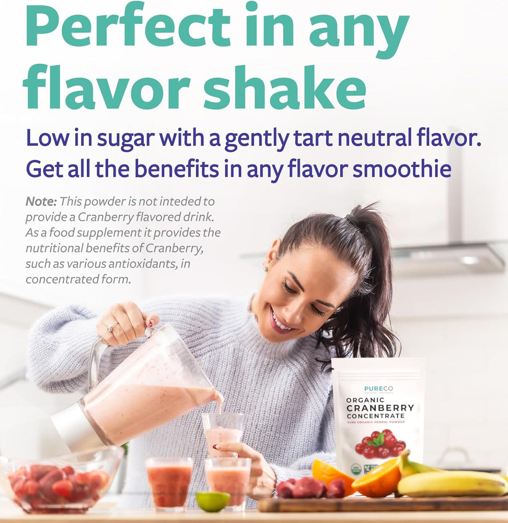 USD Cranberr Powde Organi Certifie Organi Cranberr Juic Concentrat Suppor Urinar Trac Healt fo Wome Me Pur Berr Concentrat Vega Non-GM Fille Fre (20 Servings)
