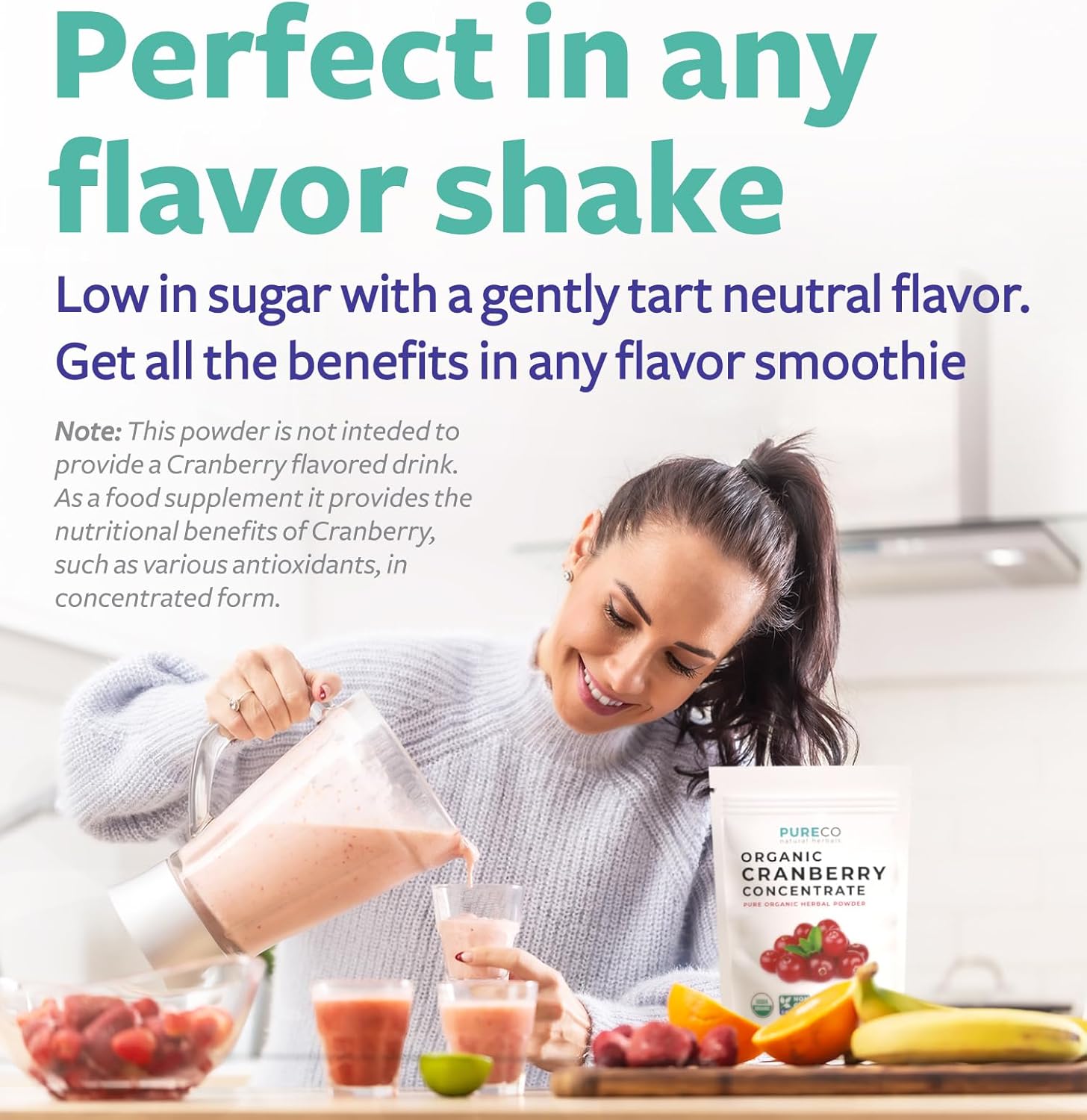 USD Cranberr Powde Organi Certifie Organi Cranberr Juic Concentrat Suppor Urinar Trac Healt fo Wome Me Pur Berr Concentrat Vega Non-GM Fille Fre (20 Servings)