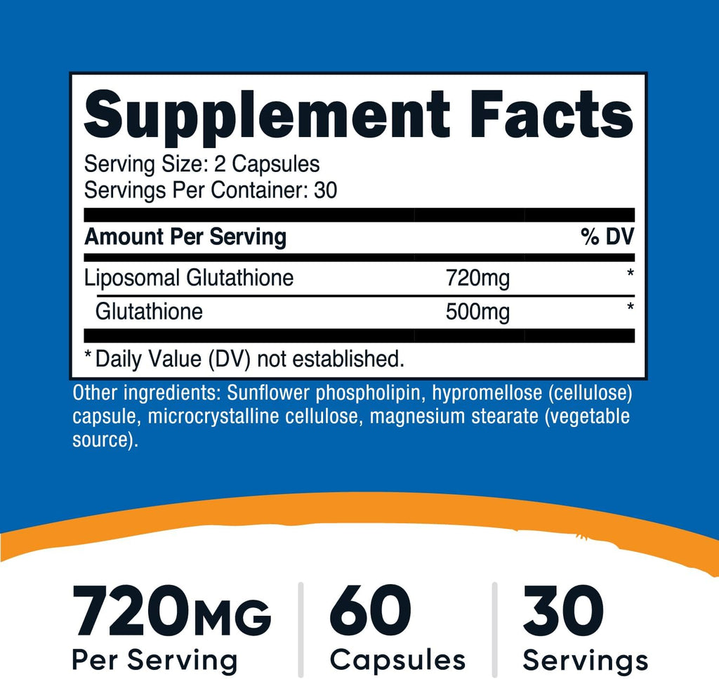 Nutricos Liposoma Glutathion Supplemen 6 Capsules 72 m Pe Servin Vegan GMO-Free 3 Servings