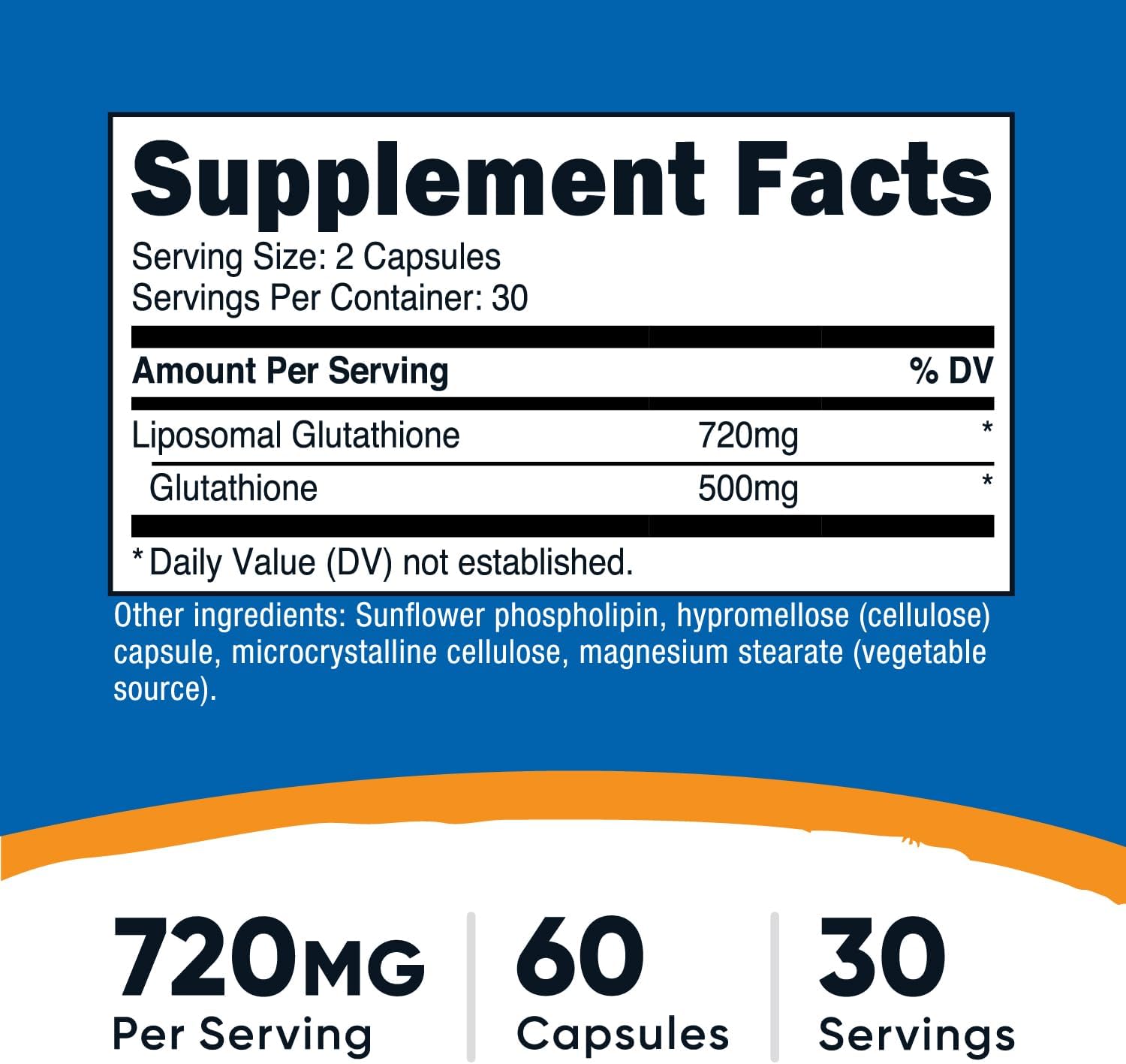 Nutricos Liposoma Glutathion Supplemen 6 Capsules 72 m Pe Servin Vegan GMO-Free 3 Servings