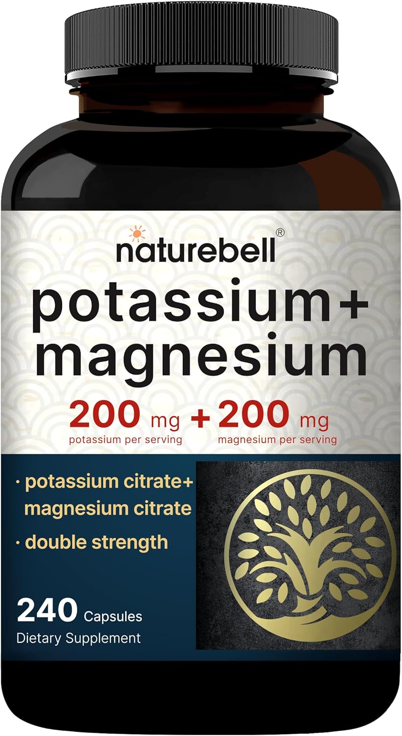 Naturebel Potassiu Magnesiu Electrolyt Powde Capsule 200m Potassiu 200m Magnesiu Citrat Muscle Hear Hydratio Suppor Ket Carnivor Friendl N Sugar Non-GMO