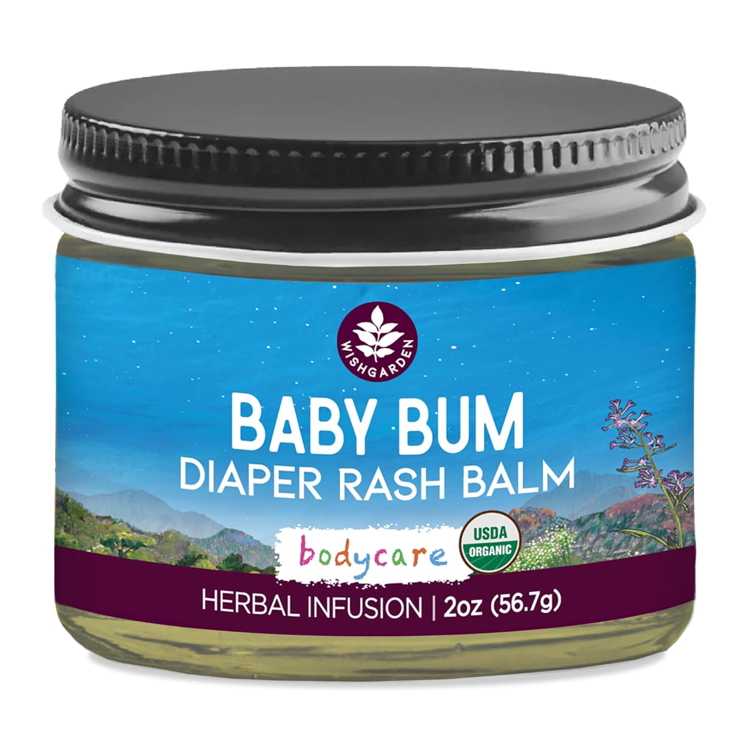 WishGarde Herb Bab Bu Diape Ras Bal USD Certifie Organi Bu Bal w/Calendul Plantain Plant-Base Ointmen Hydrate Soothe Baby' Delicat Skin Clot Diape Friendly 2oz