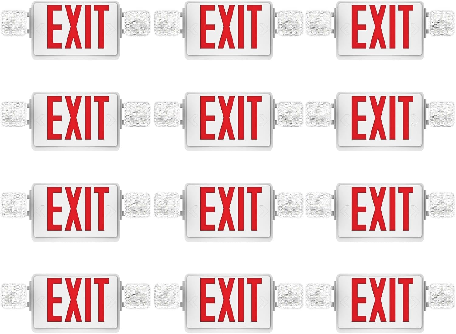 Sunc 1 Pac Re Exi Sign Wit Emergenc Lights Tw Adjustabl Squar LE Lights 94V- Fir Resistant Backu Battery 120-277V Wal O Ceilin Mount Commercia Grad Doubl Sided.