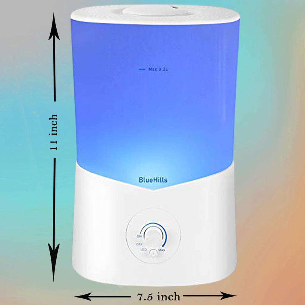 BlueHills Premium 3000 ML XL Essential Oil Diffuser Aroma Humidifier 3 Liter Big Capacity Huge Size Plant Baby Living Room D¨¦cor Lights Home High Mist Long Run Time Aromatherapy Diffuser White 3L-K1