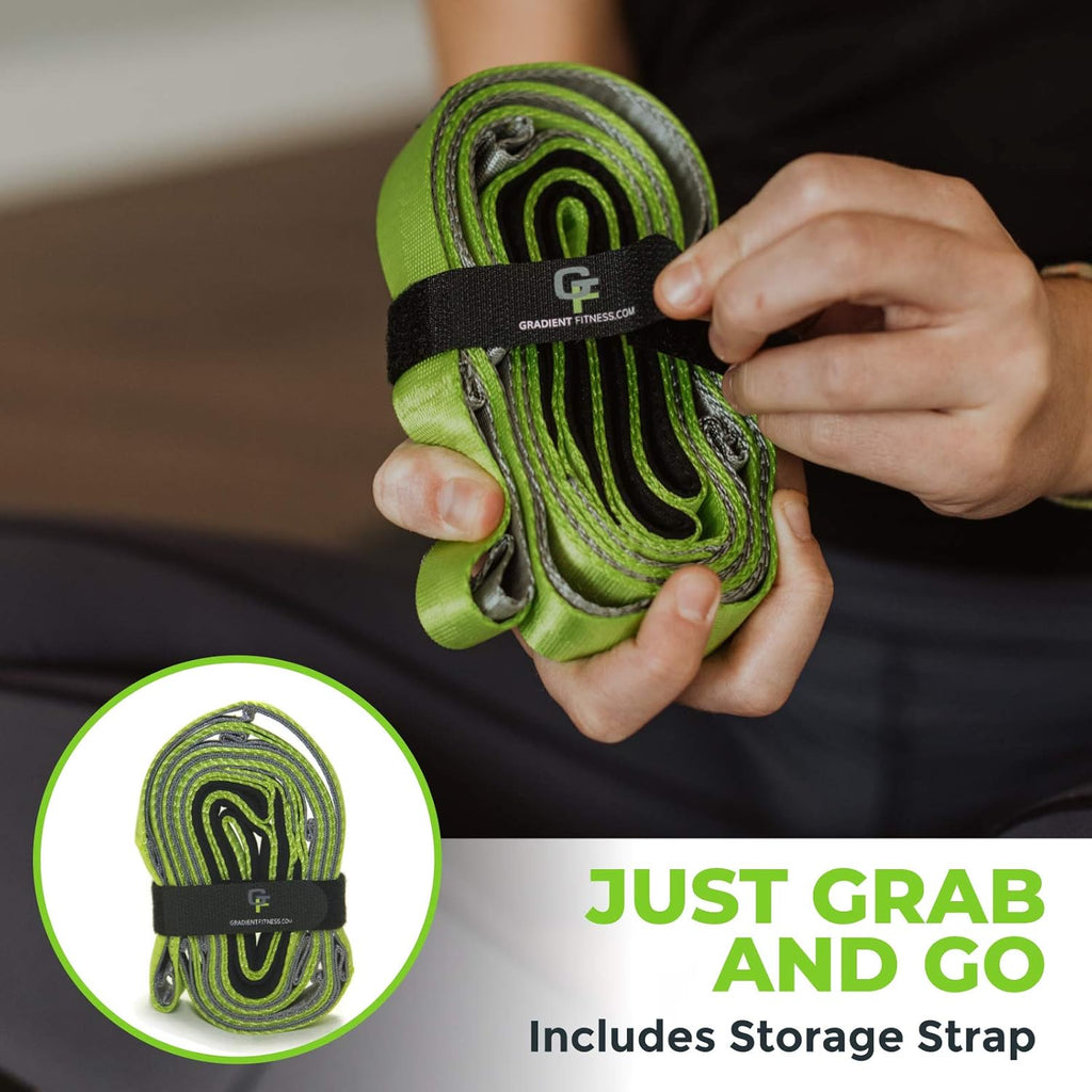 Gradient Fitness Stretching Strap for Physical Therapy, 12 Multi-Loop Stretch Strap 1inch W x 8' L, Neoprene Handles, Physical Therapy Equipment, Yoga Straps for Stretching, Leg Stretcher.