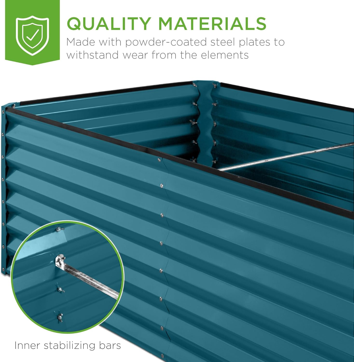 Best Choice Products 6x3x2ft Outdoor Metal Raised Garden Bed, Deep Root Box Planter for Vegetables, Flowers, Herbs, and Succulents w/ 269 Gallon Capacity - Peacock Blue