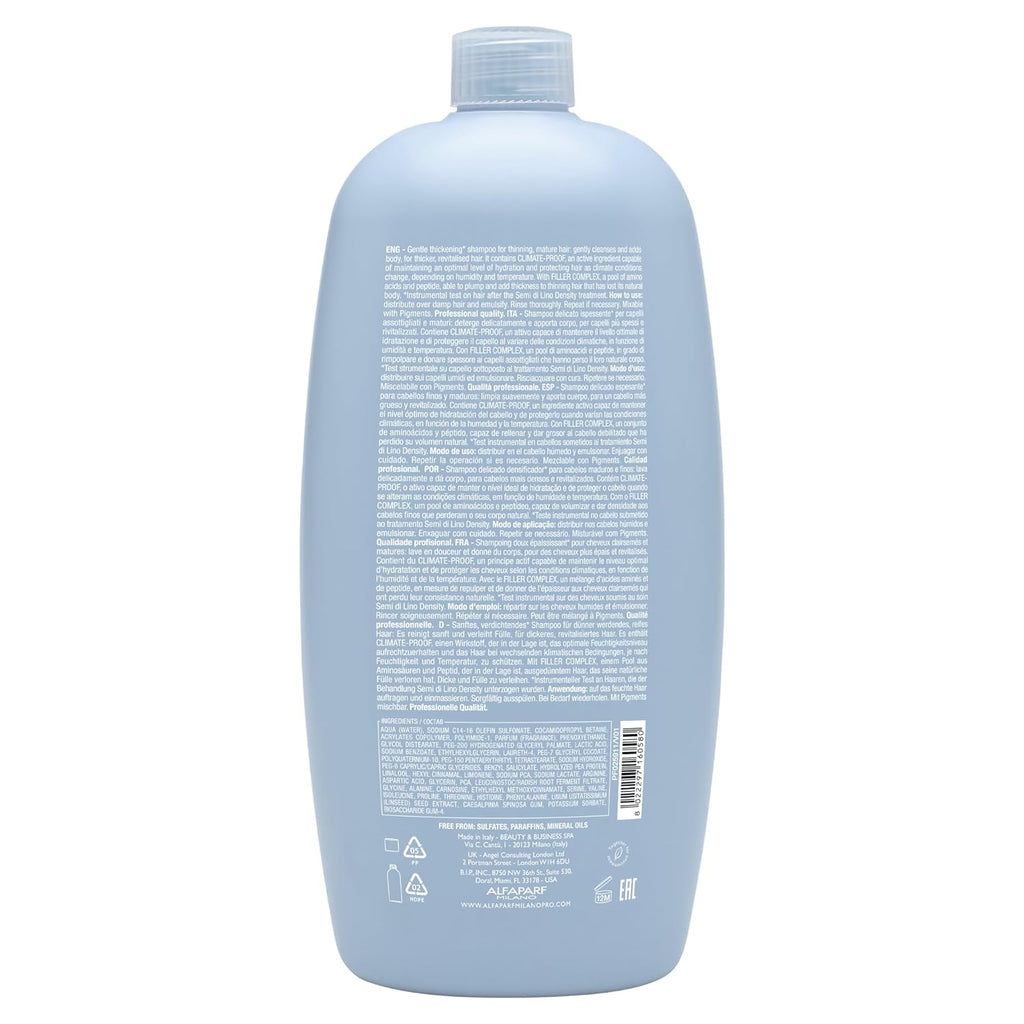 Alfapar Milan Sem D Lin Densit Shampo Sulfate-Fre Hai Thickenin Shampo Gentl Cleansin Shampo wit Fille Comple Protect Hydrate fo Long-Lastin Color