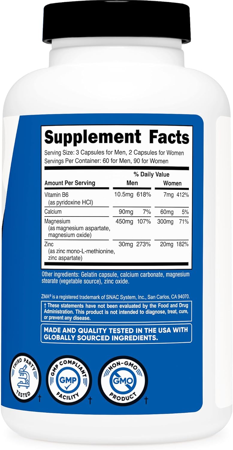 Nutricost ZMA 180 Capsules - Non-GMO and Gluten Free ZMA Supplement