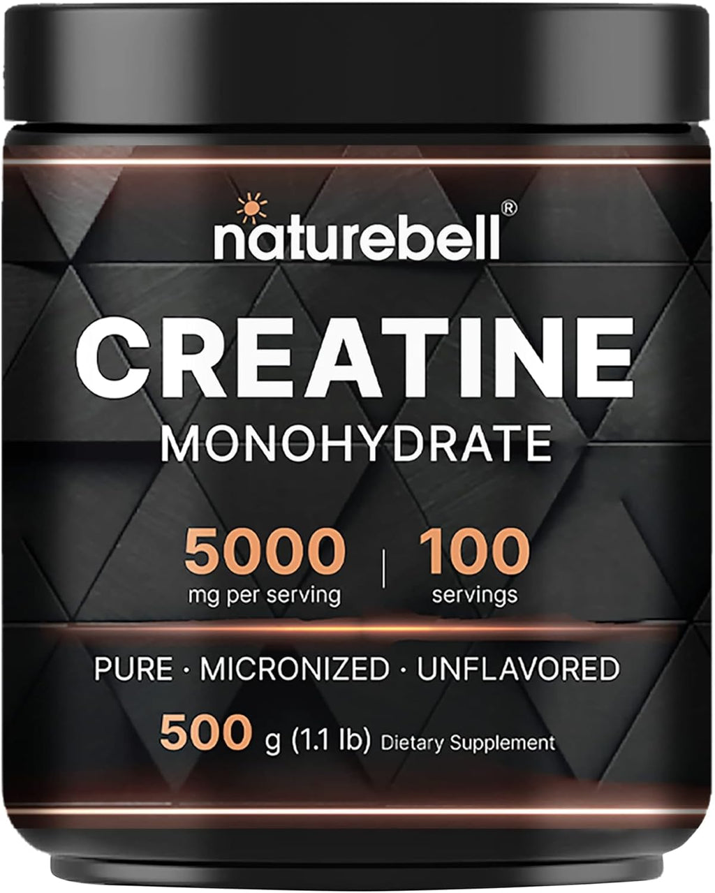 NatureBell Instant Creatine Monohydrate Powder 500 Grams, 5000mg Per Serving, Unflavored Micronized Creatine Powder - Pre Workout | Keto | Vegan | Dissolves Easy | Filler Free - 100 Servings (1.1Lb)