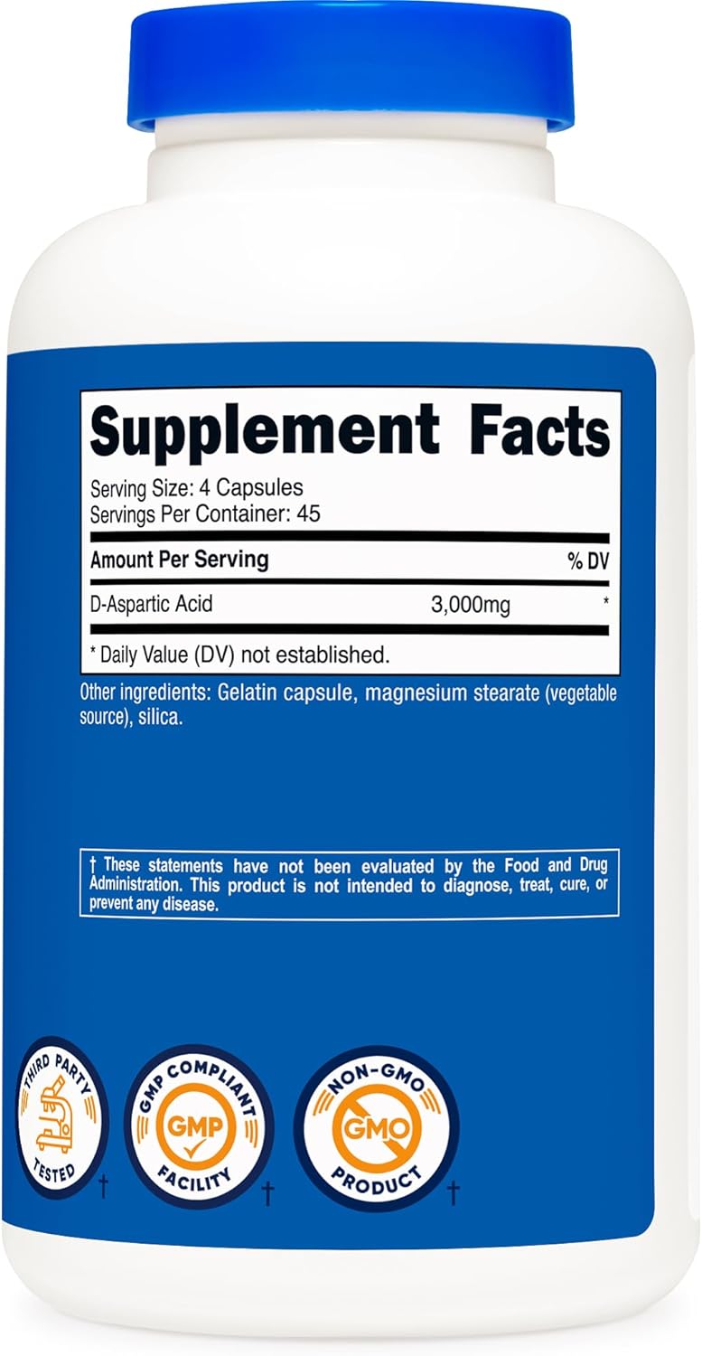 Nutricos D-Asparti Aci (DAA Capsule 3000m Pe Servin (18 Capsules Non-GMO