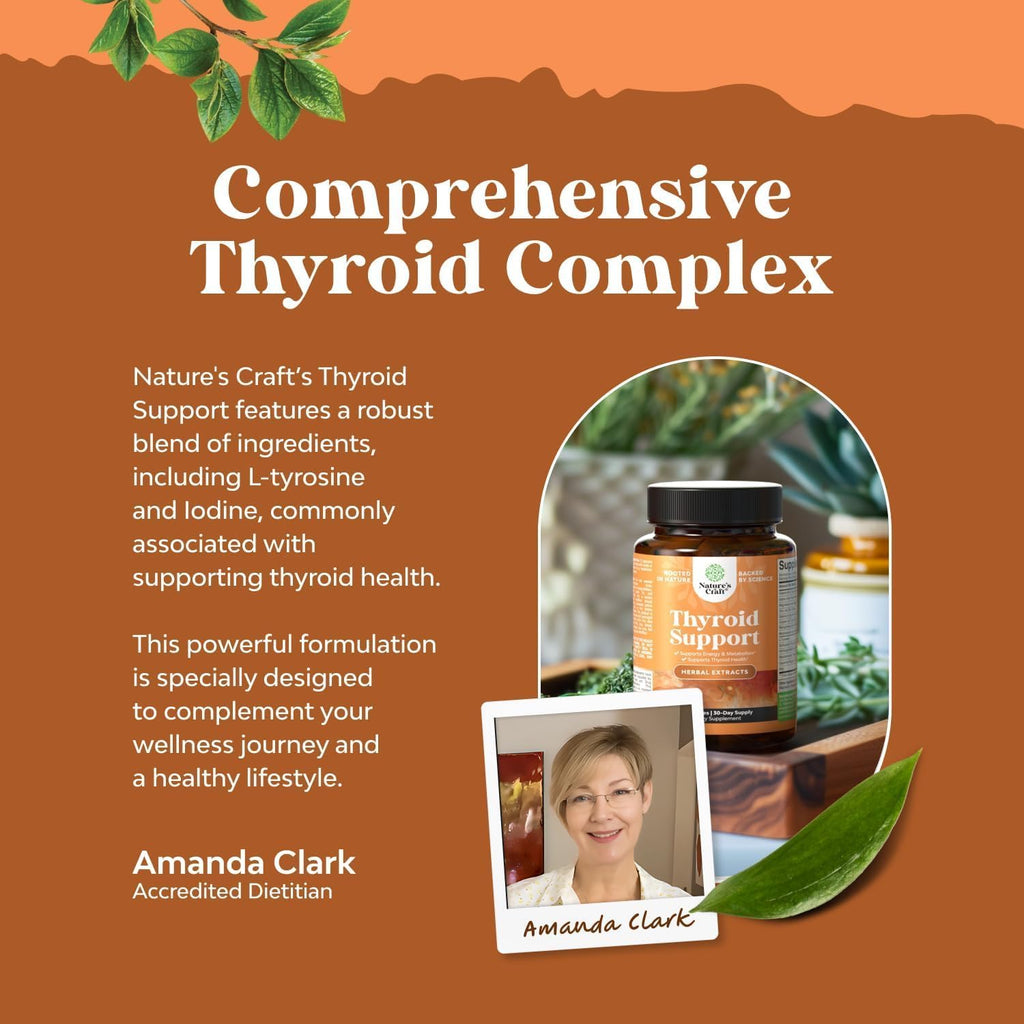 Herbal Thyroid Support Complex - Potent Kelp Iodine Supplement with L Tyrosine, Bladderwrack, Selenium Pure Ashwagandha for Hormone Balance - Mood Energy Dietary Pills - 120 Halal Capsules