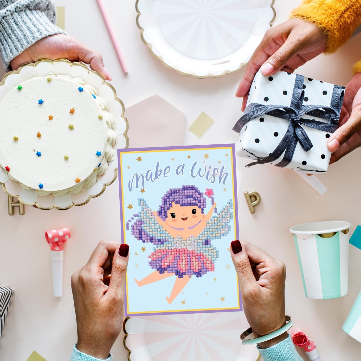 DIAMON DOT Mak Wis Diamon Ar Cards Handmad Diamon Paintin Card Kit Handmad Greetin Card Kit fo Birthda Note an Specia Occasions