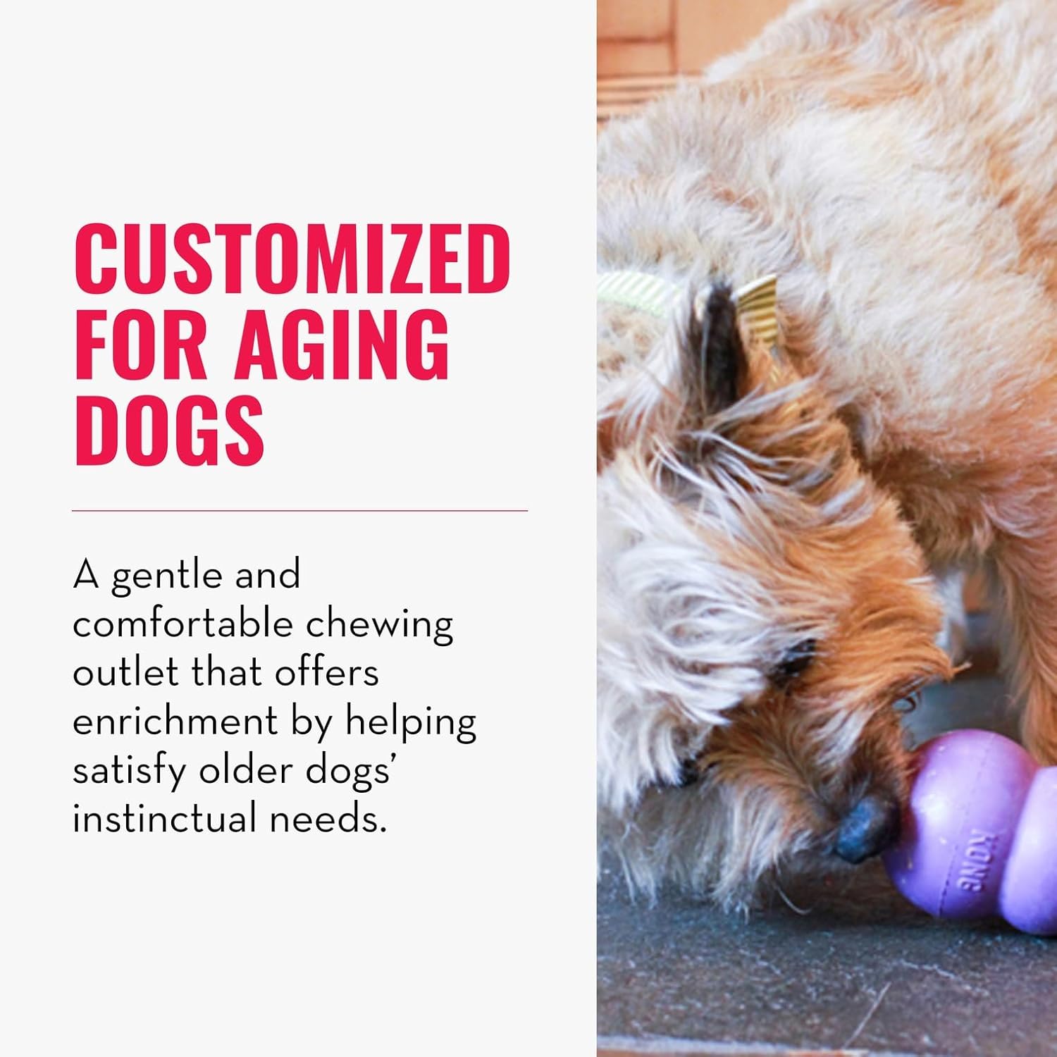 KONG Senior - Dog Toy with Gentle, Natural Rubber - Durable Dog Toy for Older Dogs - Use Treats with Stuffable Chew Toy - Treat Toy for Chewing Fetching - for Large Dogs