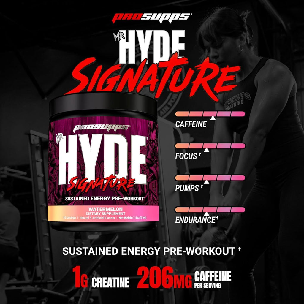 PROSUPPS Mr. Hyde Signature Pre Workout Powder with Creatine, Beta Alanine Caffeine - Performance, Energy Endurance - Clean Fitness Gym Supplements for Men Women (Watermelon, 30 Servings)
