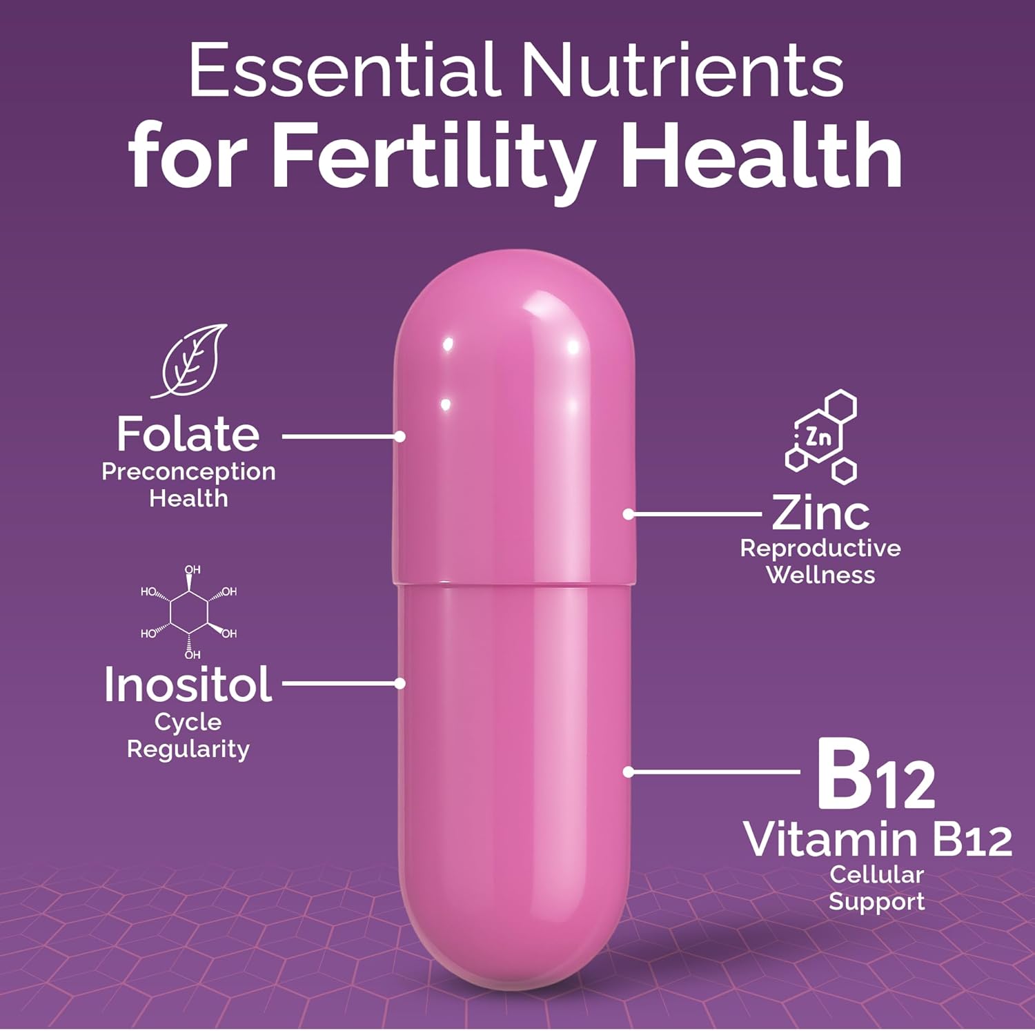 PLU Women' Fertilit Support Prenata Multivitami fo Tryin t Ge Pregnant Conceptio Blend Hormona Balance Folate Zinc Thiamin Riboflavin Biotin Non-GMO Vegan 3 Days