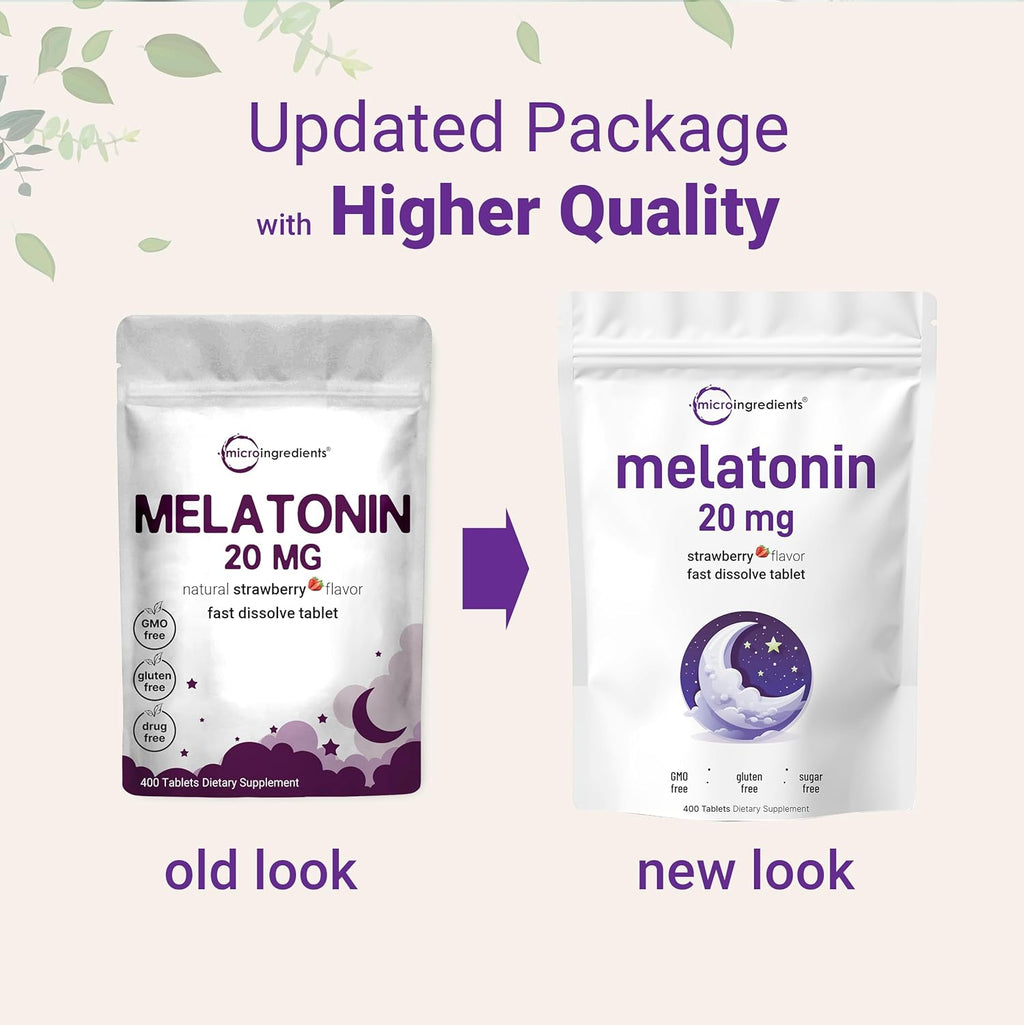 Micr Ingredient Melatoni 20mg 40 Tablet Natura Strawberr Flavo Fas Dissolv N Dru Vegetaria Friendl Non-GMO N Gluten Suga Free