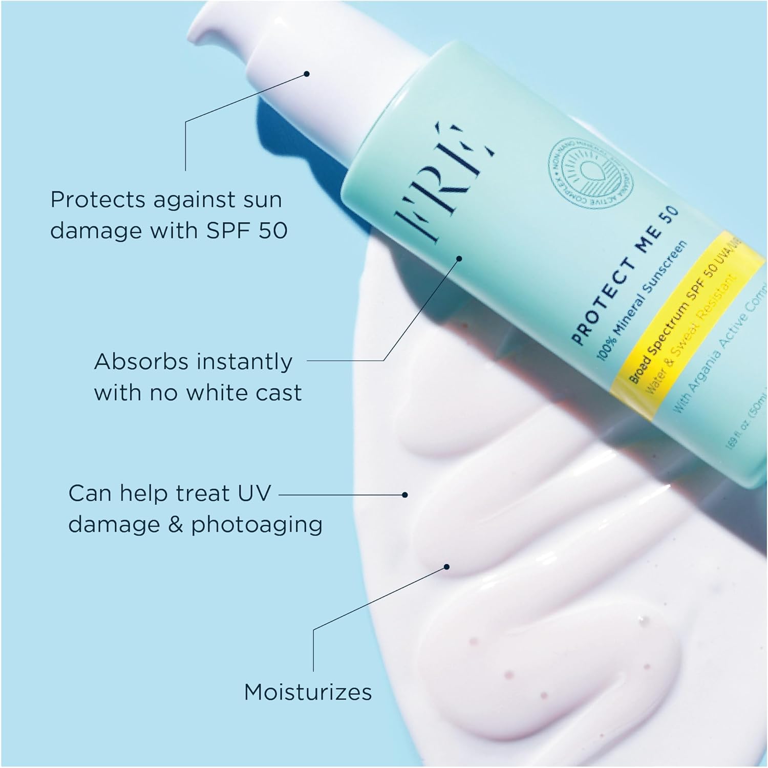 Minera Fac Sunscree wit Non-Nan Zin Oxid SP 50 PROTEC M b FR Skincar Ree Safe Water-Resistant N Whit Cast Facia Moisturizin Crea Non-Comedogeni Ophthalmologis Tested