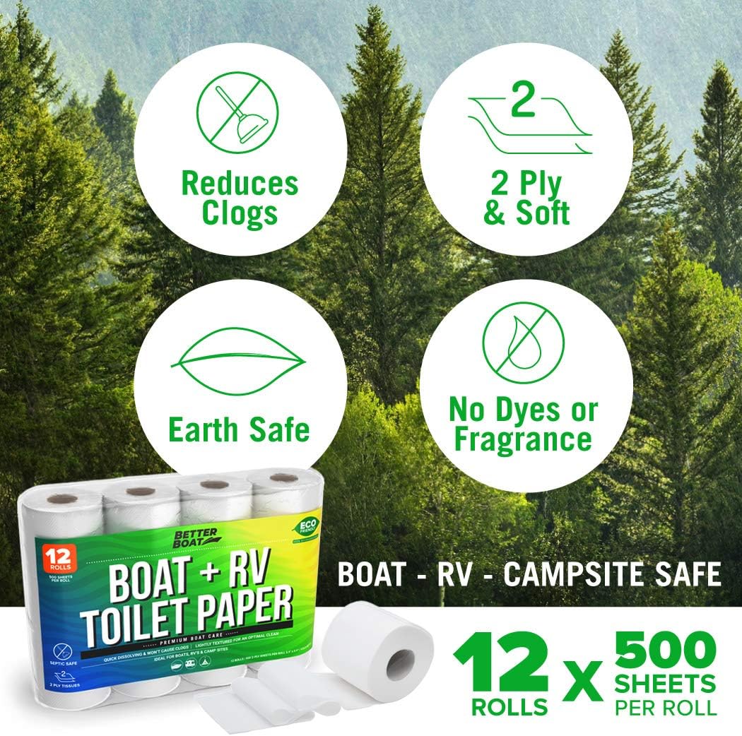 Boa an R Toile Paper Septi Saf Quic Dissolvin Tissue 1 Singl Rolls Biodegradabl 2-Pl fo Marine Travel an Campe Systems Campin Tank-Saf Bul Pack
