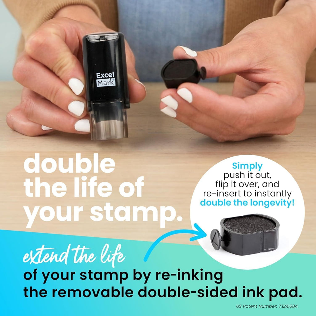 ExcelMark Round Teacher Stamp - Happy Star - RED Ink