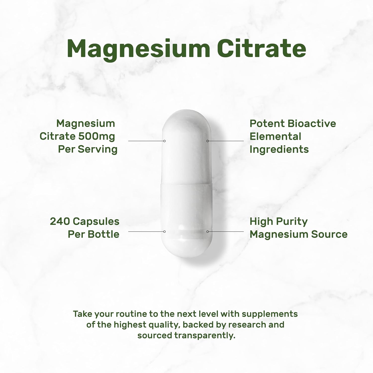 DEA SUPPLEMEN Magnesiu Citrat 500mg 24 Capsule Easil Absorbed Purifie Trac Minera Muscle Heart Digestiv Suppor On Day Non-GMO