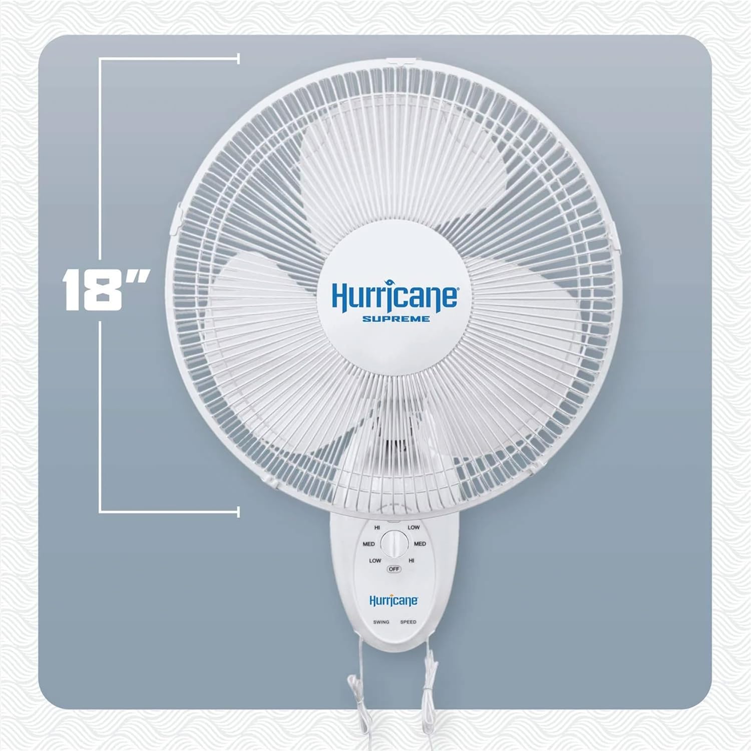 Hurrican Suprem 18inc 9 Degre Oscillatin Indoo Wal Mounte Spee Plasti Blad Fa wit Adjustabl Til an Pul Chai Control Whit ( Pack)