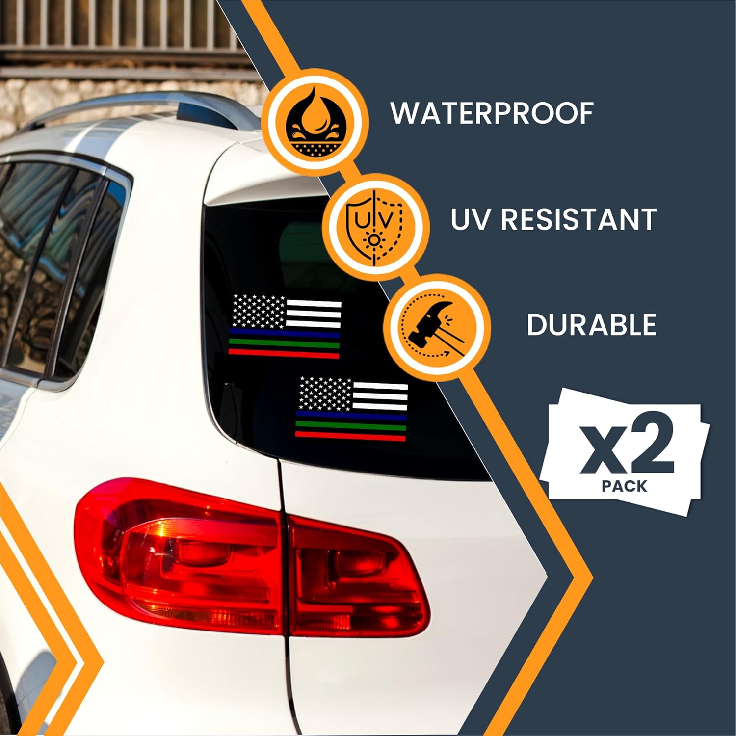 Tri-Colo Thi Lin America Fla Adhesiv Deca Sticker 3x5 Packs Black Whit Re Blu Gree US Fla fo Fire Police Militar Support Waterproof fo Vehicle Mad i USA