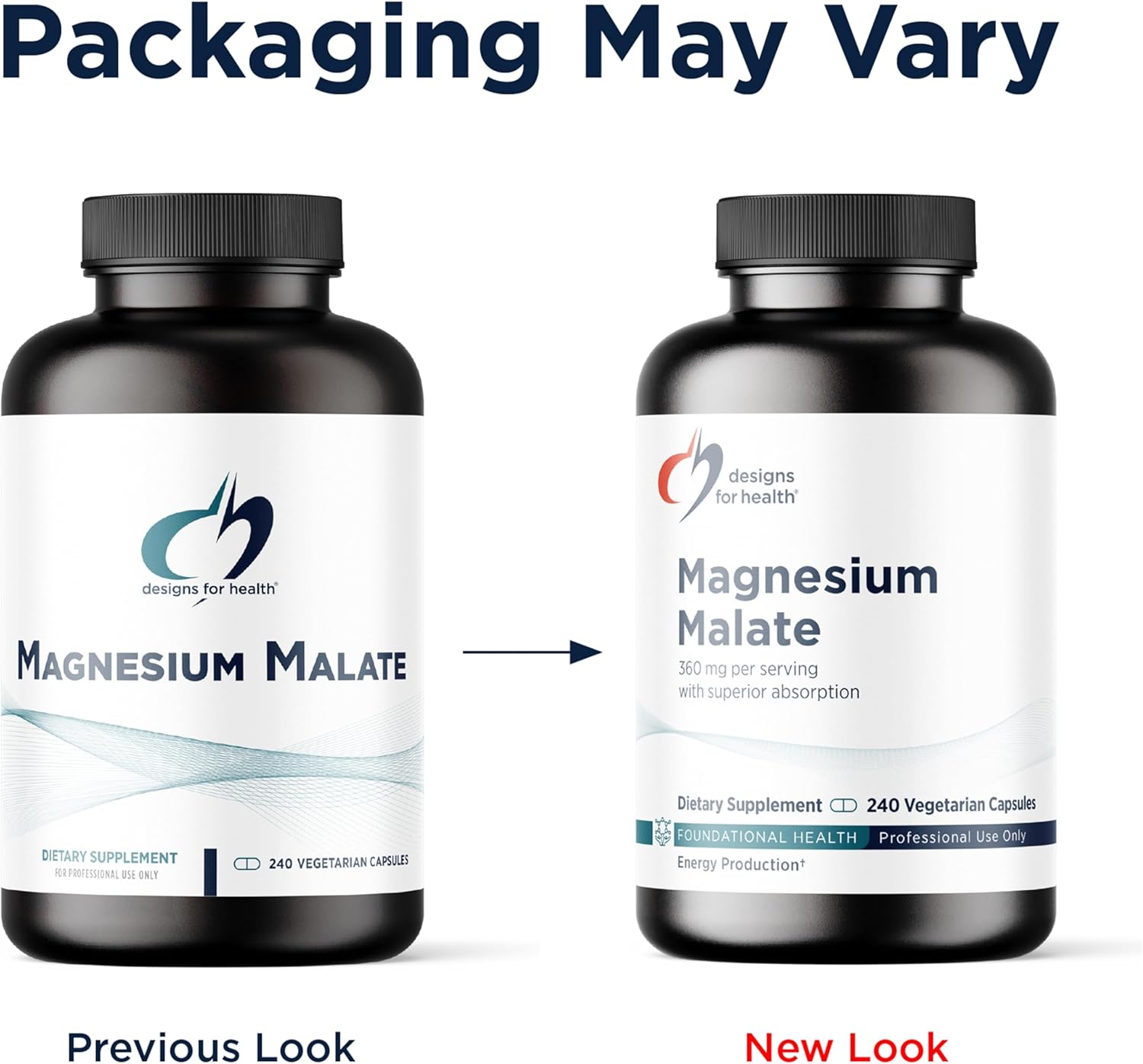 Designs for Health Magnesium Malate - Chelated Magnesium as Di Magnesium Malate - Highly Bioavailable Form to Support Energy, Bone Health + Muscle Recovery (240 Magnesium Malate Capsules)