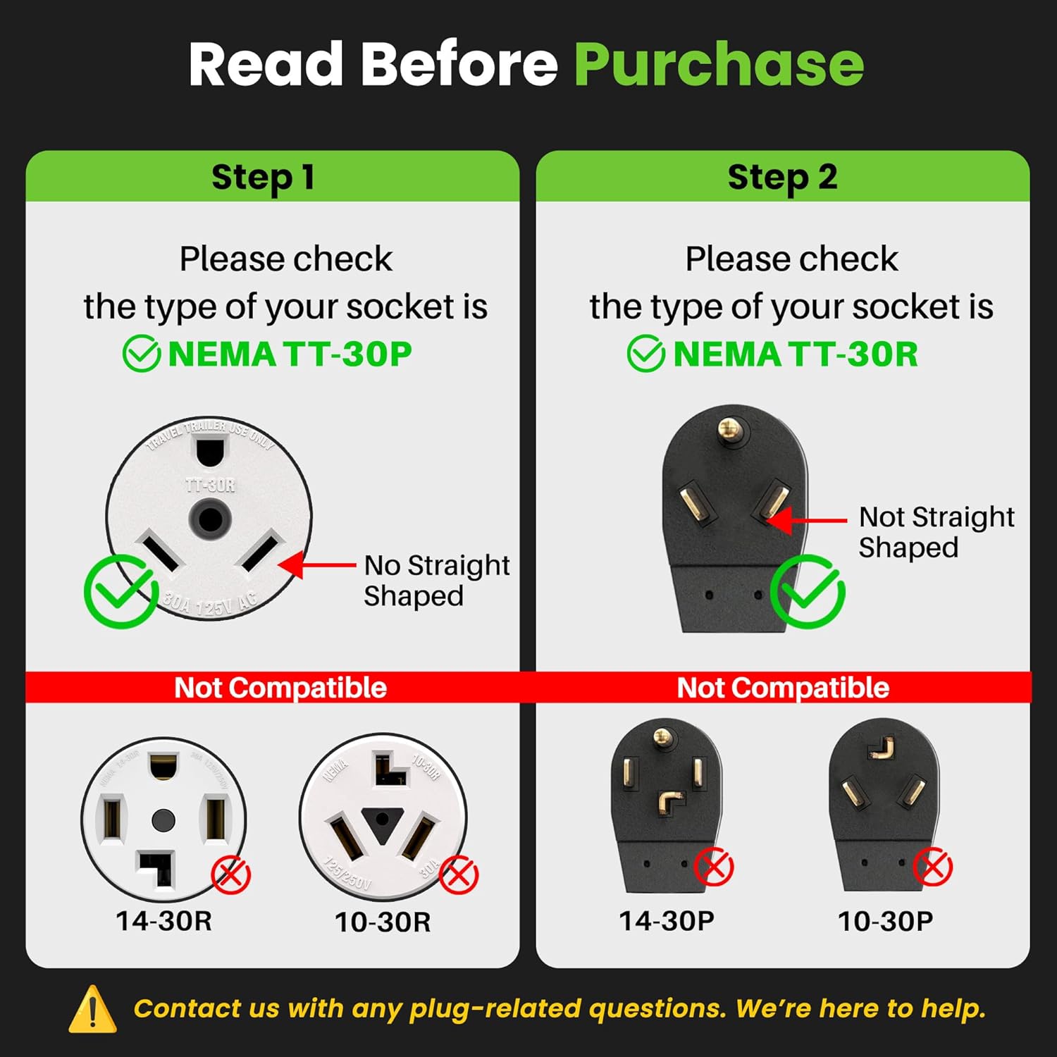GEARit 30-Amp Extension Cord for RV and Auto, (50-Feet) 3-Prong 125-Volt 10/3 STW 10AWG Gauge 3 Wire, NEMA TT-30P to TT-30R, Outdoor Camper Power Cord