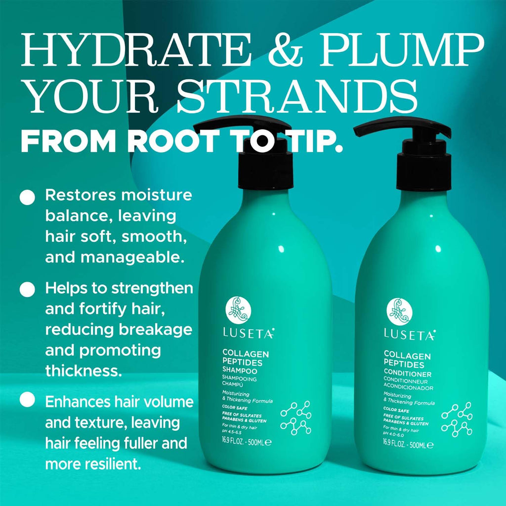 Luset Thickenin Shampo an Conditione Se wit Collage Peptide Strengthe an Moisturiz fo Thi Dr Hair Promot Thicknes an Reduc Breakag fo Fuller-Lookin Hai 16.9oz¡Á2