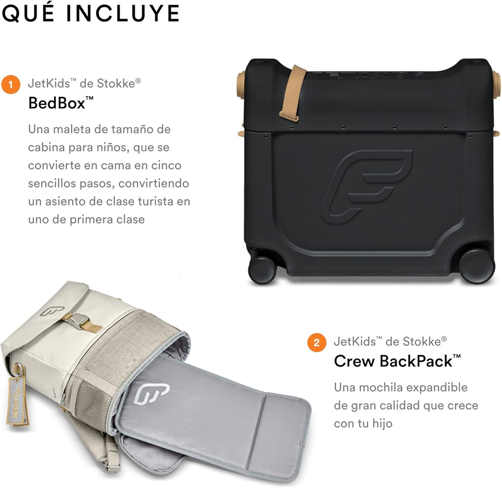 JetKid Stokk Trave Bundle Blac Include BedBo Ride-O Suitcas Backpac Bes fo Kid 2- Year Ol (U t 7 lbs)