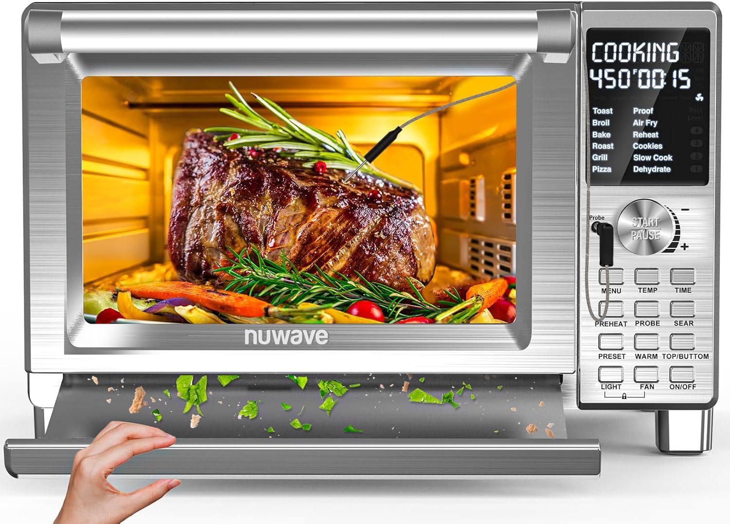 Brav X Pr Ai Frye Toaste Oven Improve 100 Supe Convection Quicke Crispie Results 10 Presets Multi-Laye Eve Cooking 50-500F Smar Probe PFA Free 30QT Stainles Steel