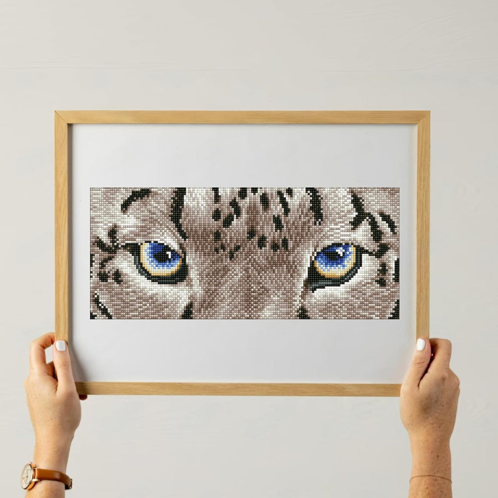DIAMON DOT Sno Leopar Anima Diamon Paintin Kit fo Adult Diamon Ar Kit Relaxin Creativ Craf Ki wit Dot Gem 16inchx7inch