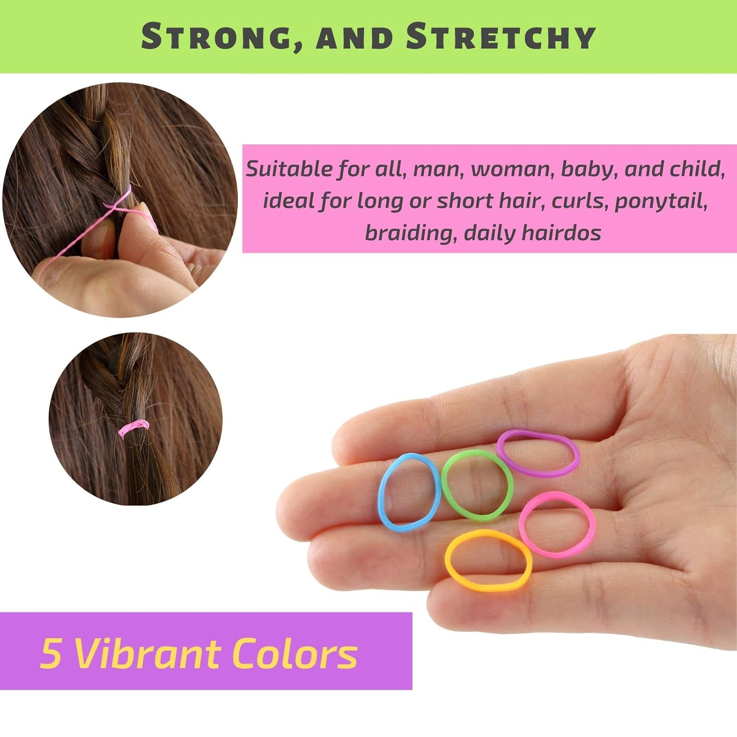 Assorte Colorfu Hai Rubbe Bands 240 Pack Elasti Min Tie fo Hai an Bab Girls