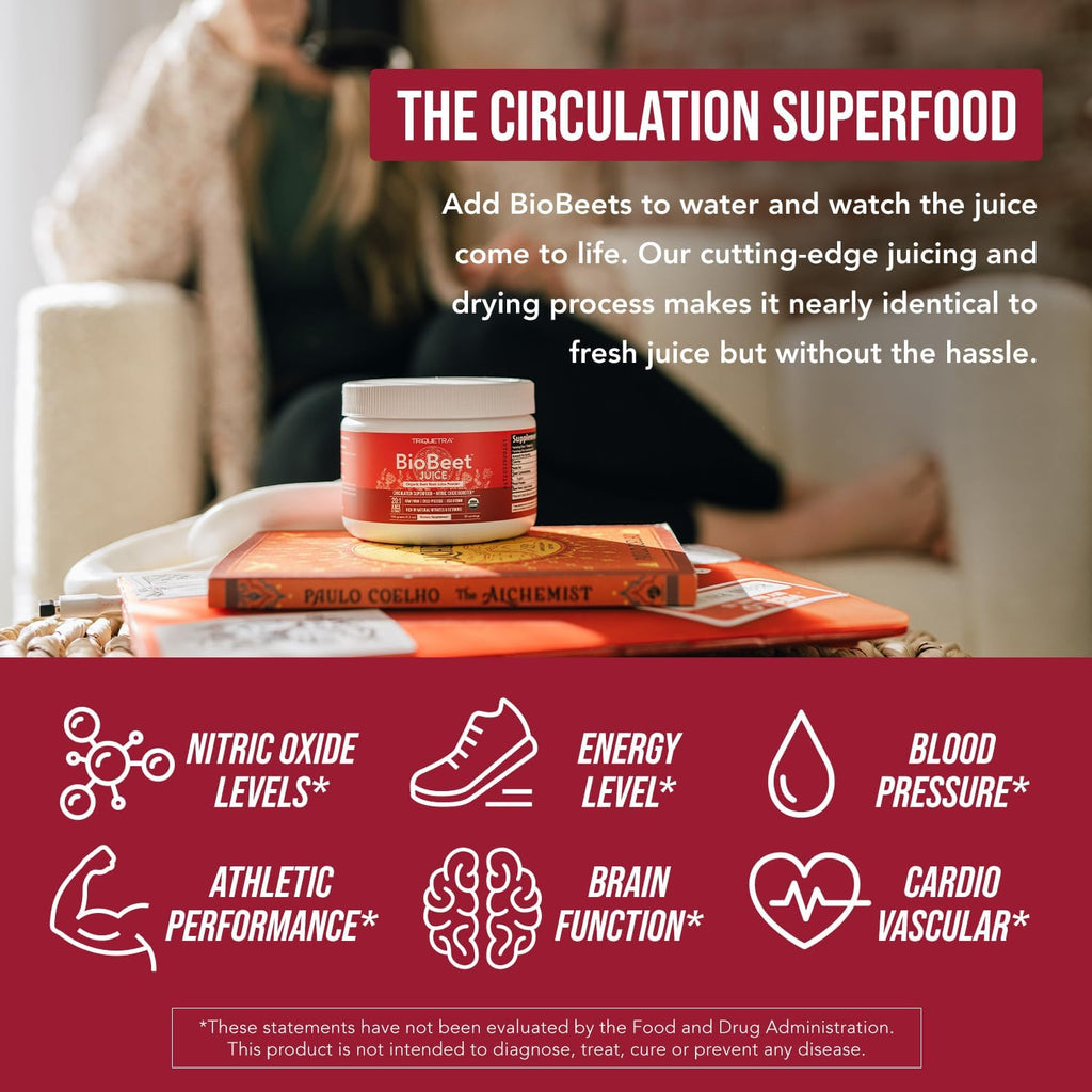 BioBeet Max Strength Beet Root Juice Powder ¨C 20:1 Concentrate, Each Serving Derived from 60,000 mg Organic Beetroot - Cold-Pressed, USA Grown ¨C Nitric Oxide, Circulation Support ¨C 50 Servings