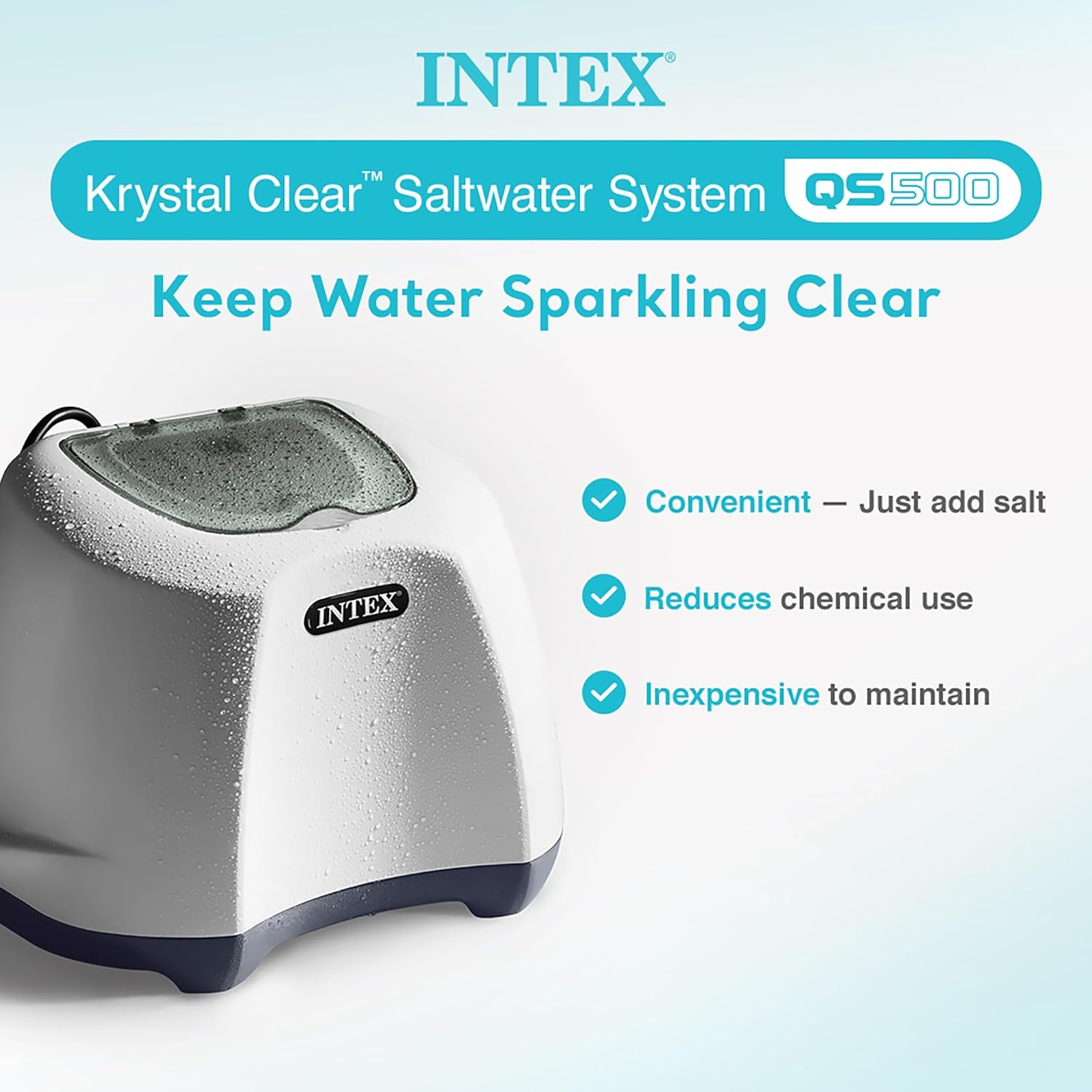 INTEX QS500 Krystal Clear Saltwater Chlorine System for Above Ground Pools: Keeps Water Clean and Clear ¨C Reduces Chemical Use ¨C Up to 7000 Gal. Pools