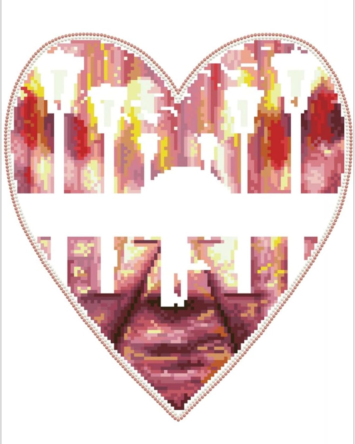 Diamon Dot i Lov Hear Diamon Paintin Kit fo Adult Diamon Ar Kit Relaxin Creativ Craf Ki wit Dot Gem 15.8inchx11.8inch