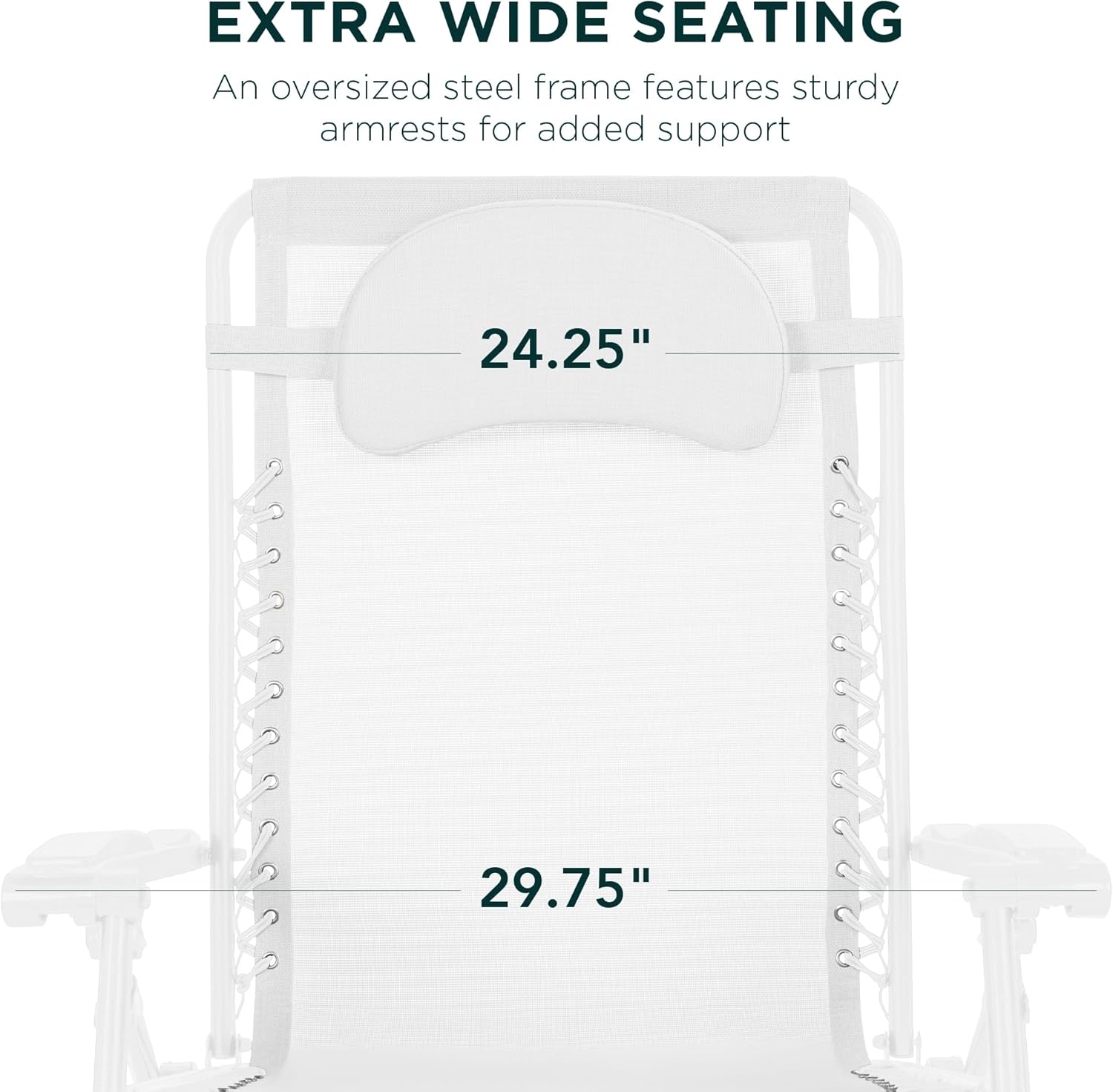 Best Choice Products Oversized Zero Gravity Chair, Folding Outdoor Patio Lounge Recliner w/Cup Holder Accessory Tray, Pillow - Snow