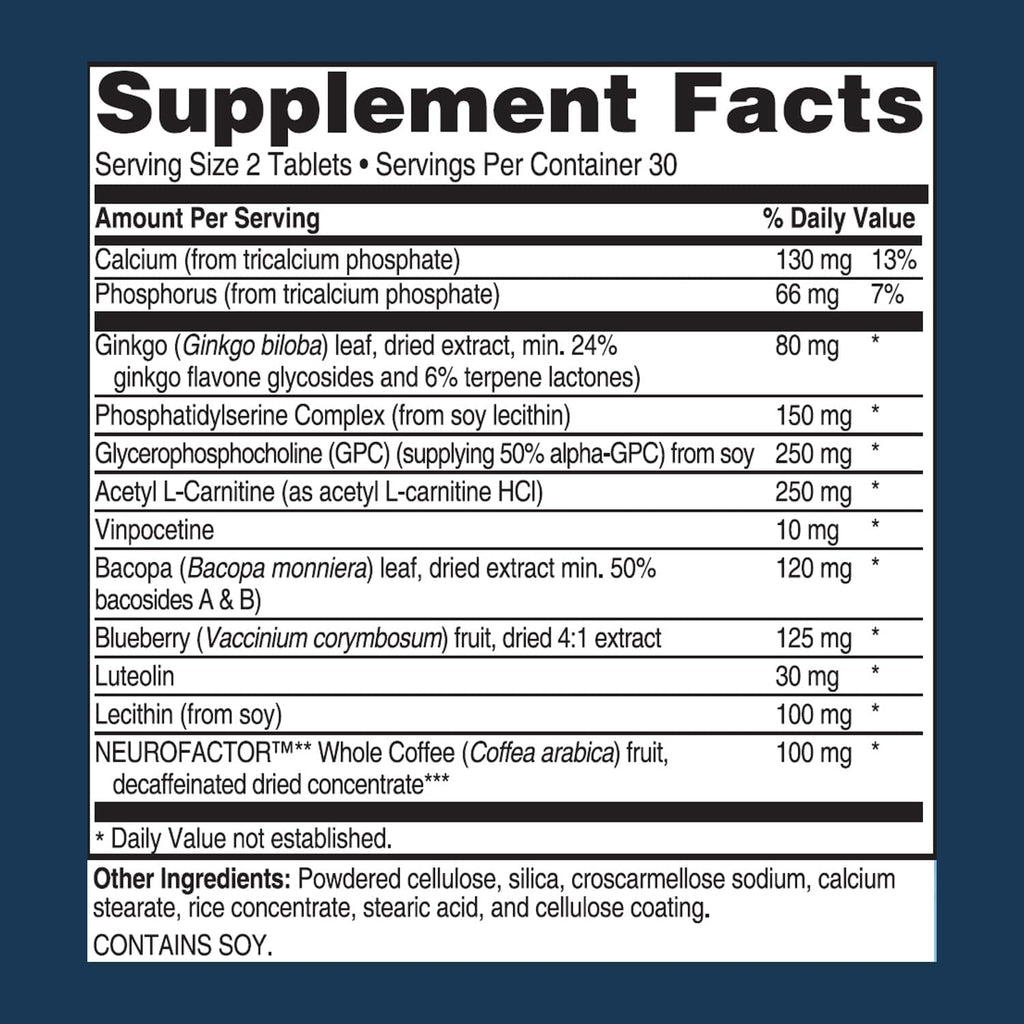 Advanced?Bionutritional Advanced?Memor Formula,?Brai Booste Supplemen fo Memor an Focus,?Acetylcholine,?Alpha-GPC,?NeuroFactor,?Manufacture i Th USA,?60?Tablets
