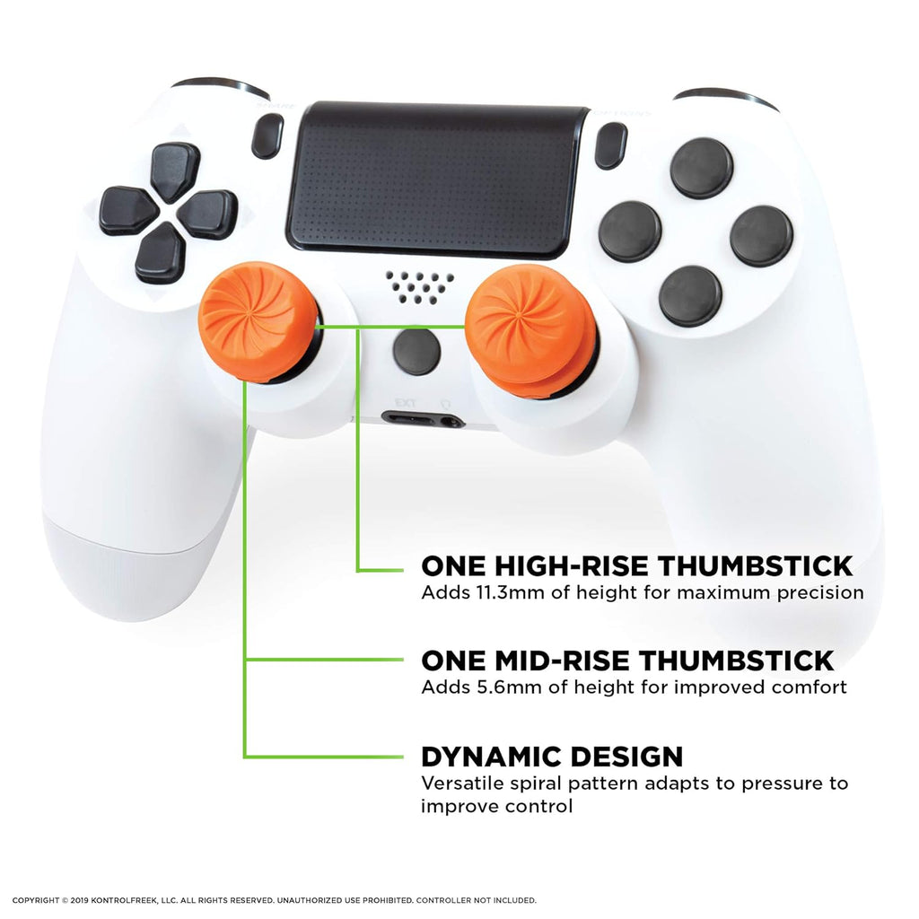 KontrolFree FP Free Vorte fo PlayStatio (PS4 an PlayStatio (PS5 Controlle Performanc Thumbstick  High-Ris Convex Mid-Ris Concav Orange