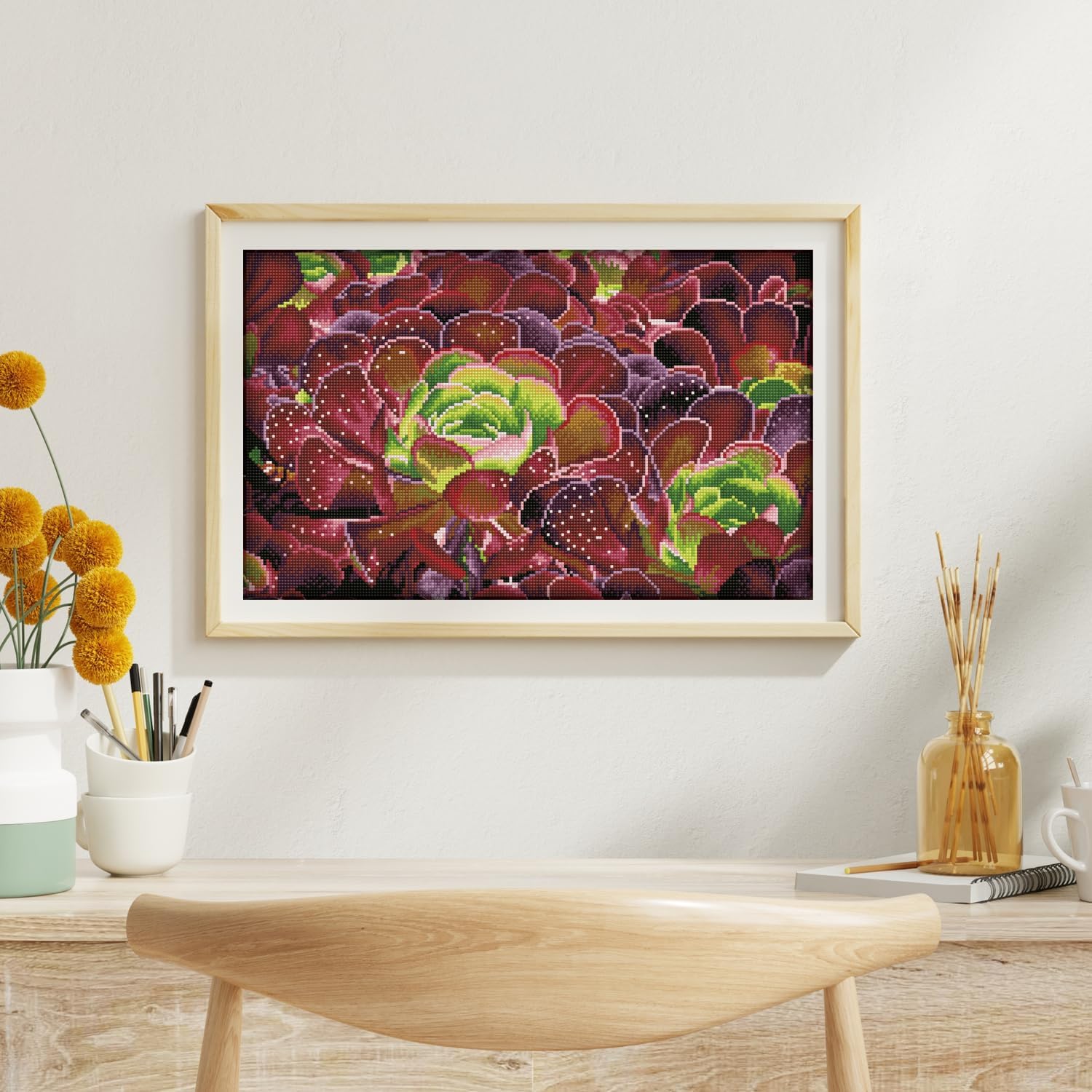 DIAMON DOT Succulent Diamon Paintin Kit fo Adult Diamon Ar Kit Relaxin Creativ Craf Ki wit Dot Gem 12.6x20.5