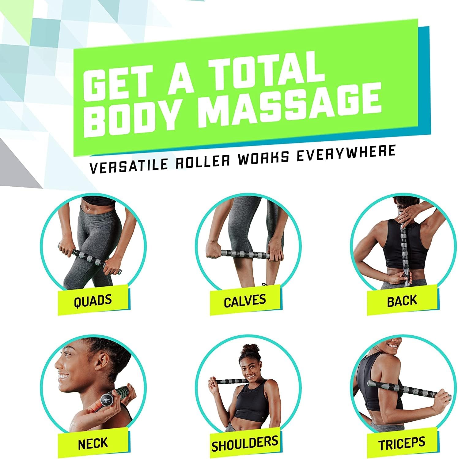 Elite Massage Roller Stick Targets Sore, Tight Leg Muscles to Prevent Cramps and Release Tension. It's Sturdy, Lightweight, Smooth Rolling and Thankfully This Lifesaver has Comfortable Handles.Silver